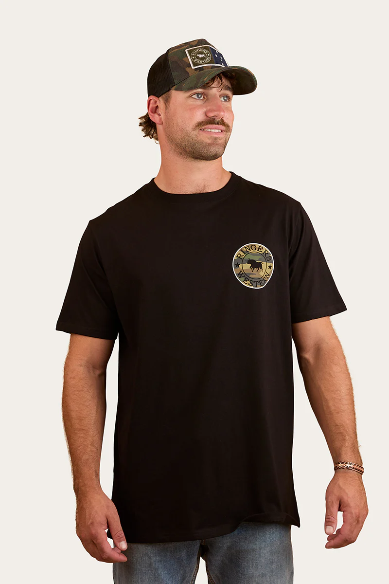 Signature Bull Mens Loose Fit T-Shirt - Black/Camo