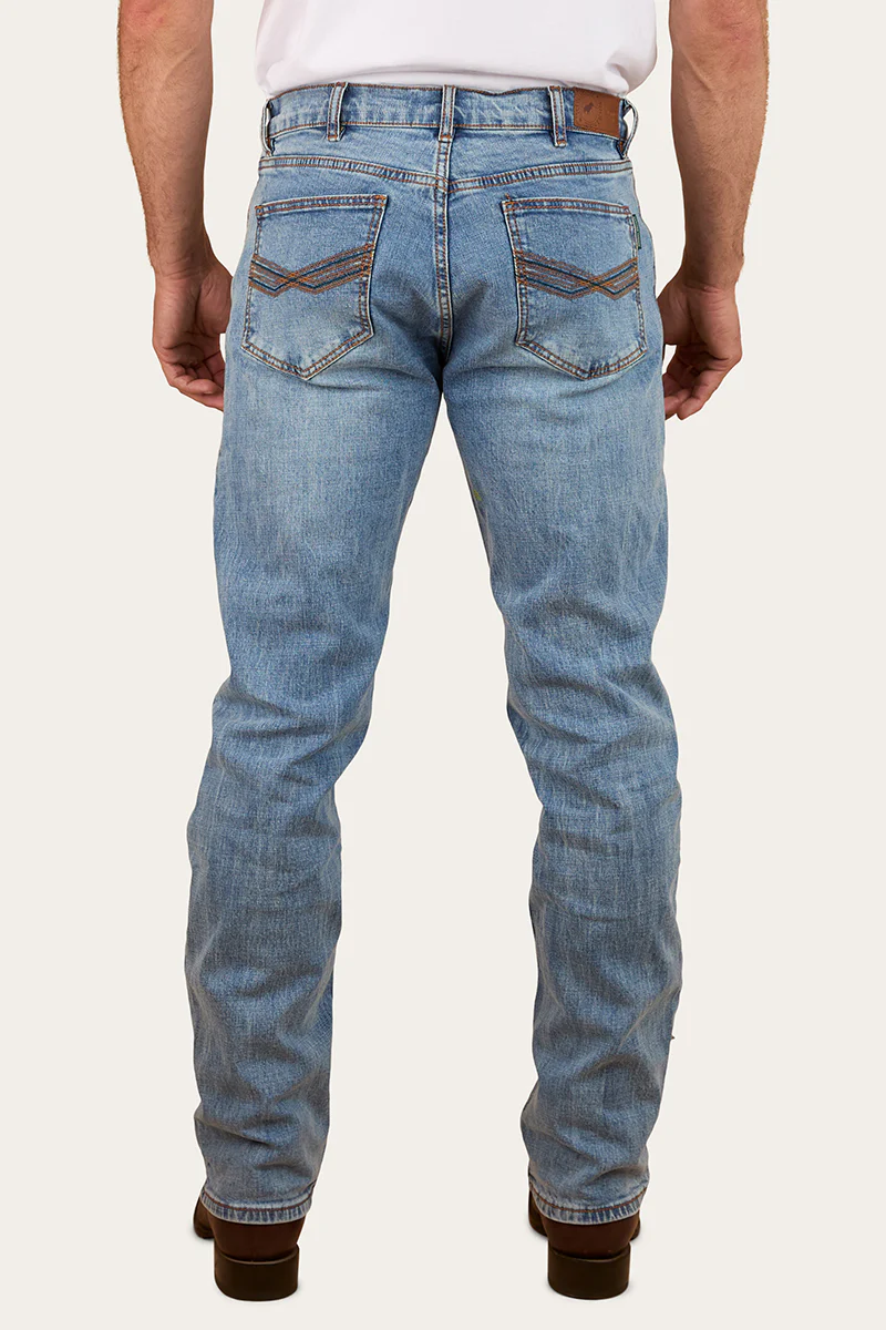 Muster Mens Slim Straight Fit Jeans - Light Wash Blue