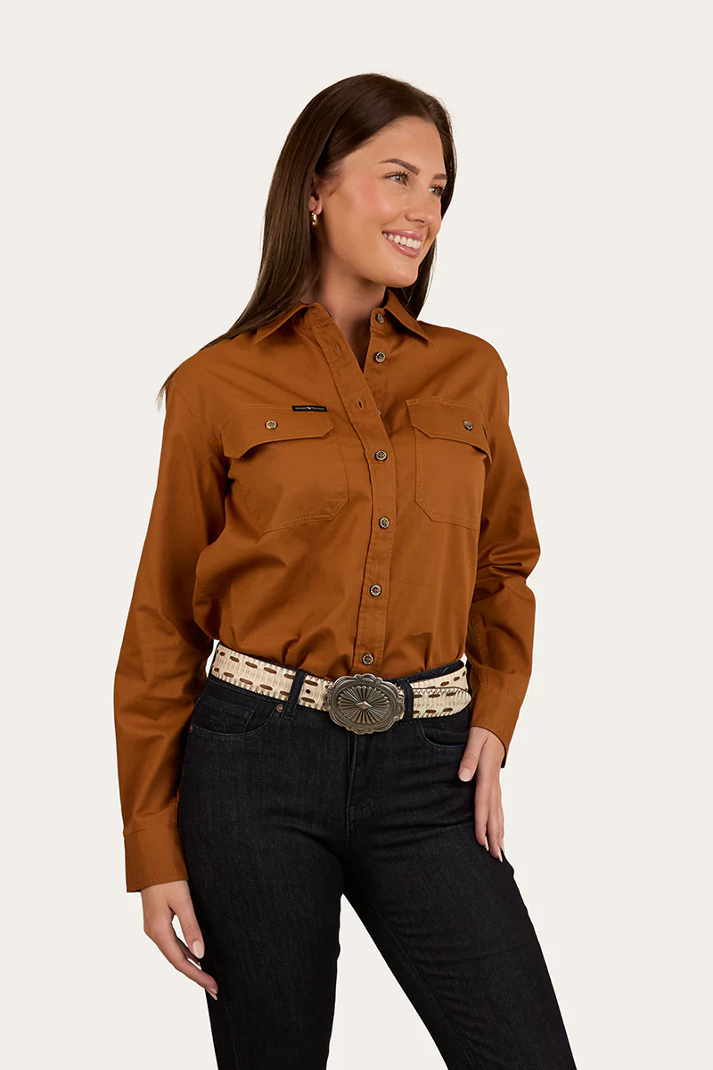 Pentecost River Womens Full Button Work Shirt - Tobacco