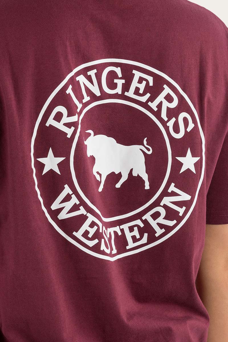 Signature Bull Womens Loose Fit T-Shirt - Burgundy/White