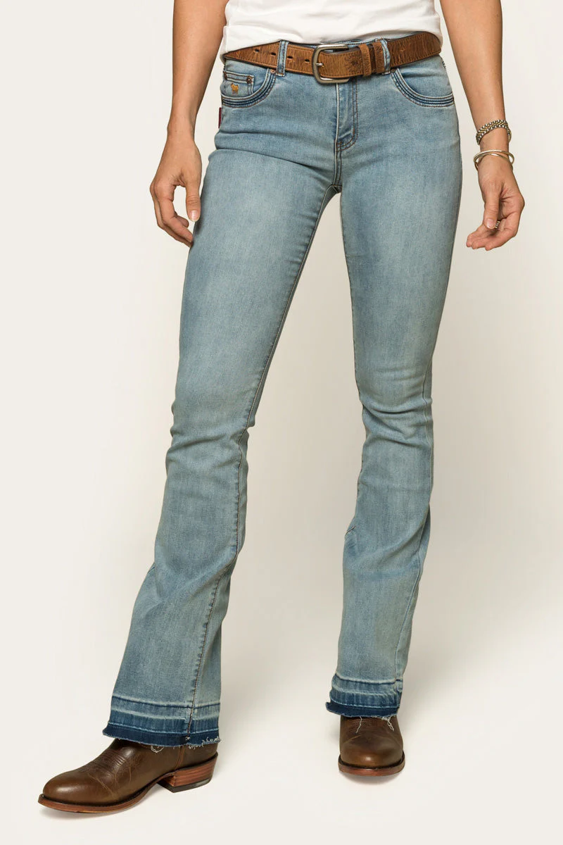 Billie Womens Mid-Rise Bootleg Jeans - Light Blue