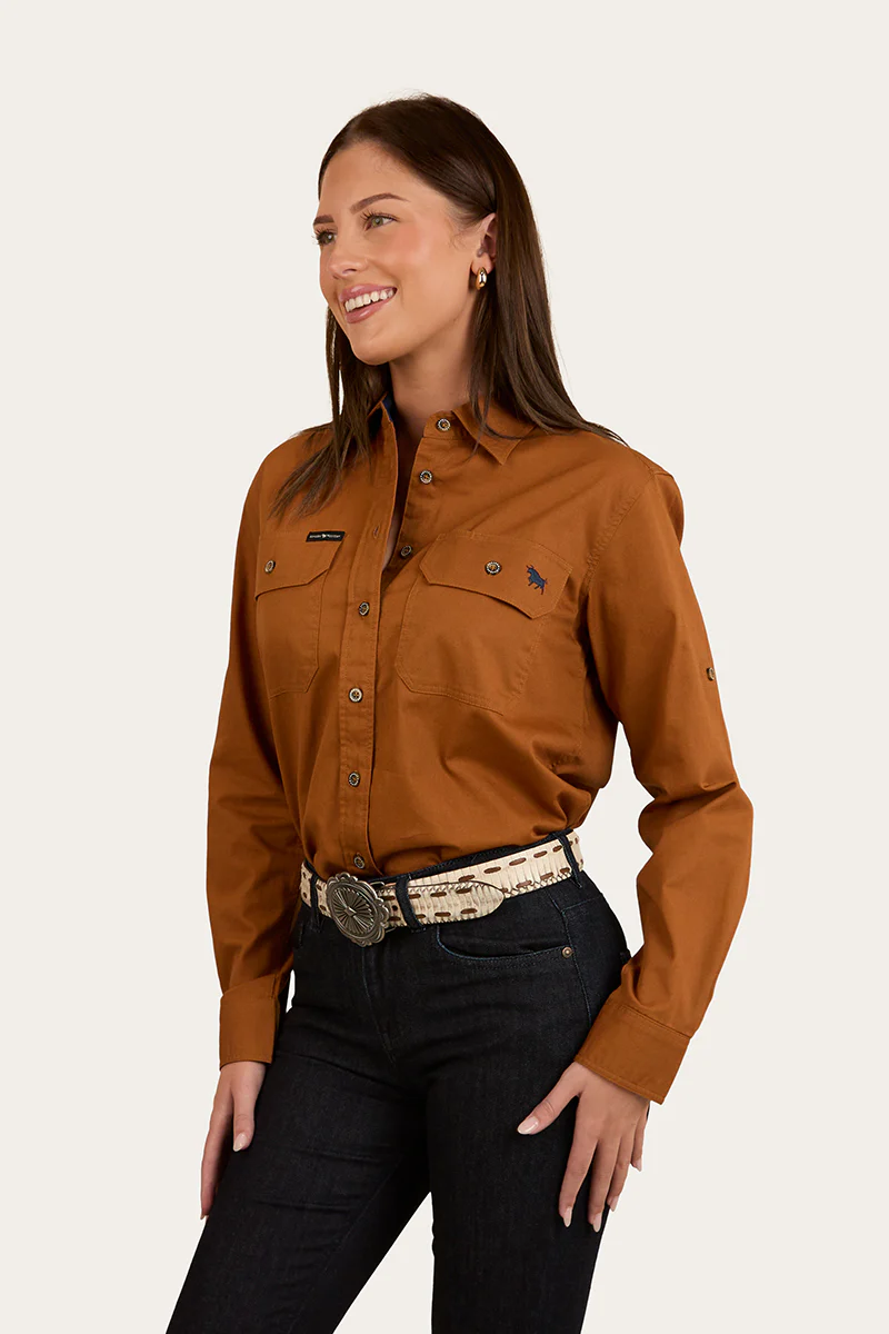 Pentecost River Womens Full Button Work Shirt - Tobacco