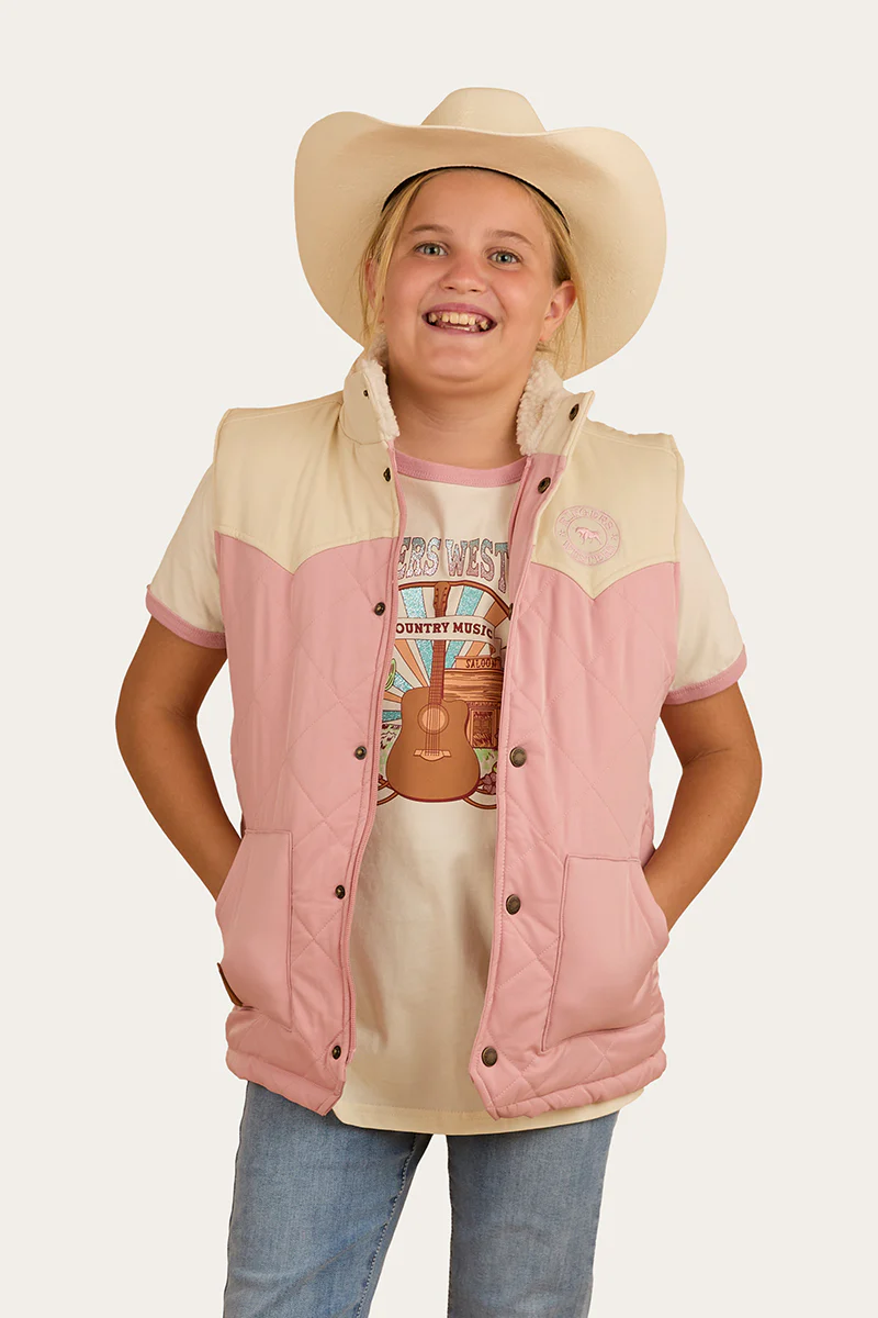 Kynuna Kids Puffer Vest - Pink / Off White