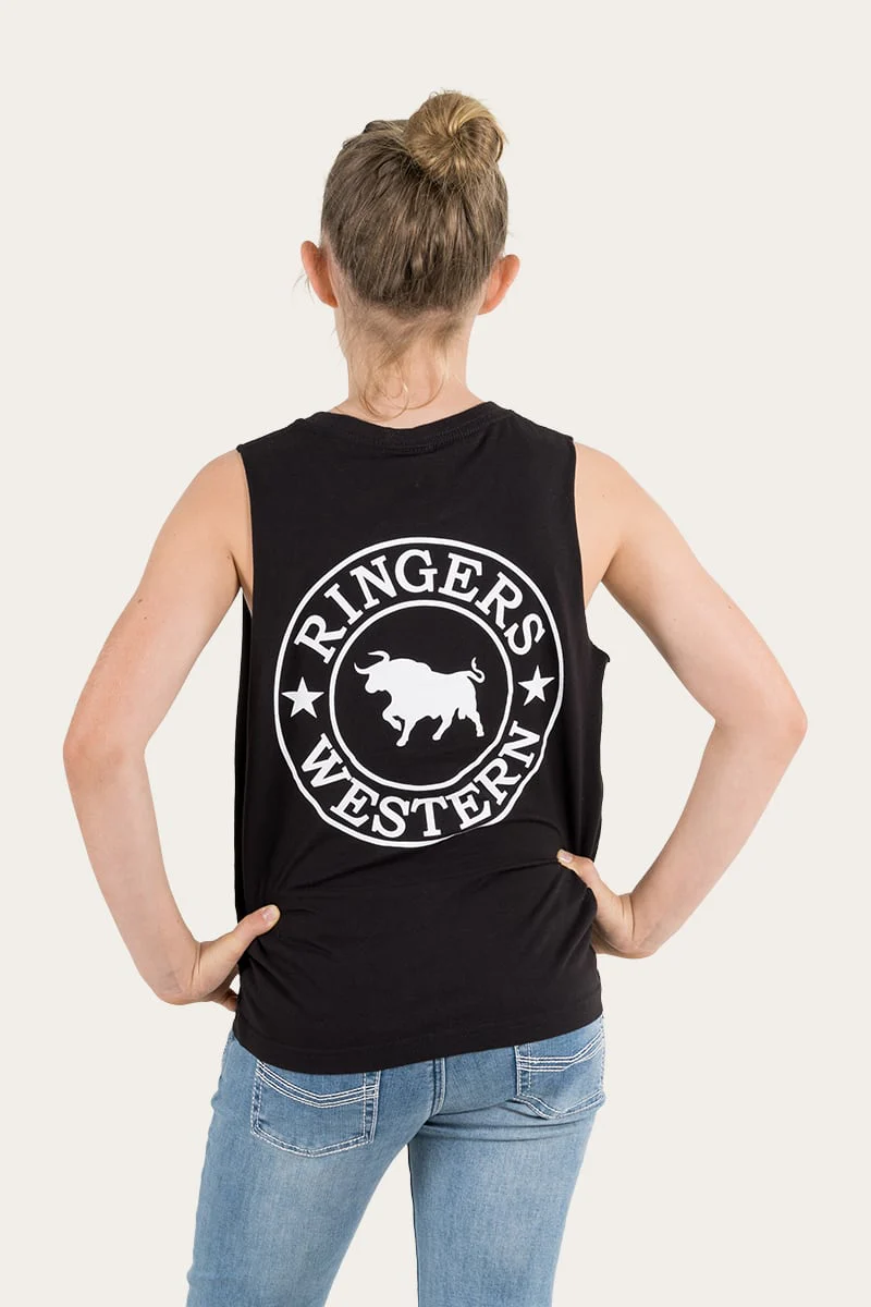 Signature Bull Kids Muscle Tank - Black with White Print