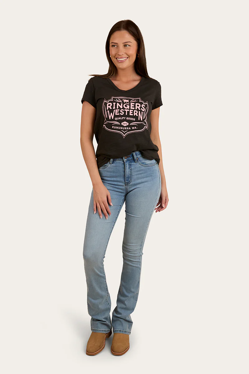 Quality Goods Womens V Neck T-Shirt - Charcoal