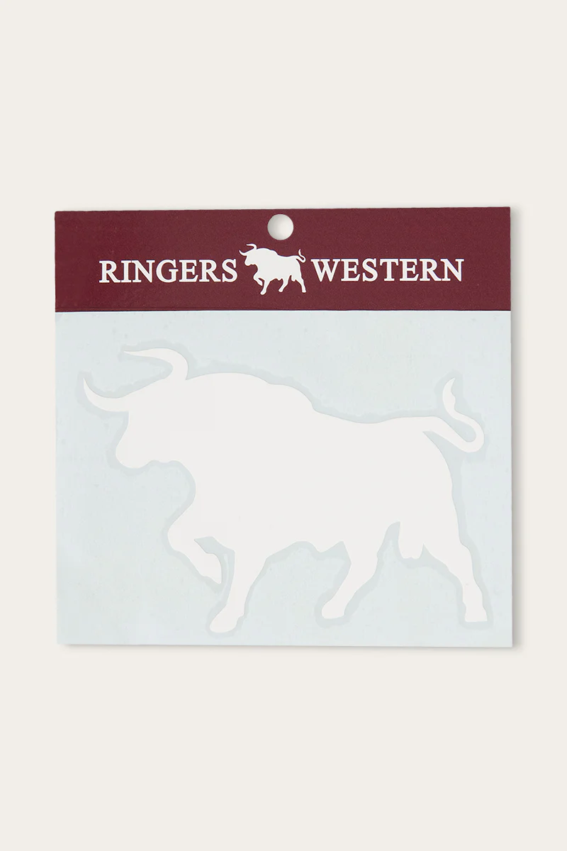 RW Bull Die Cut Sticker - White