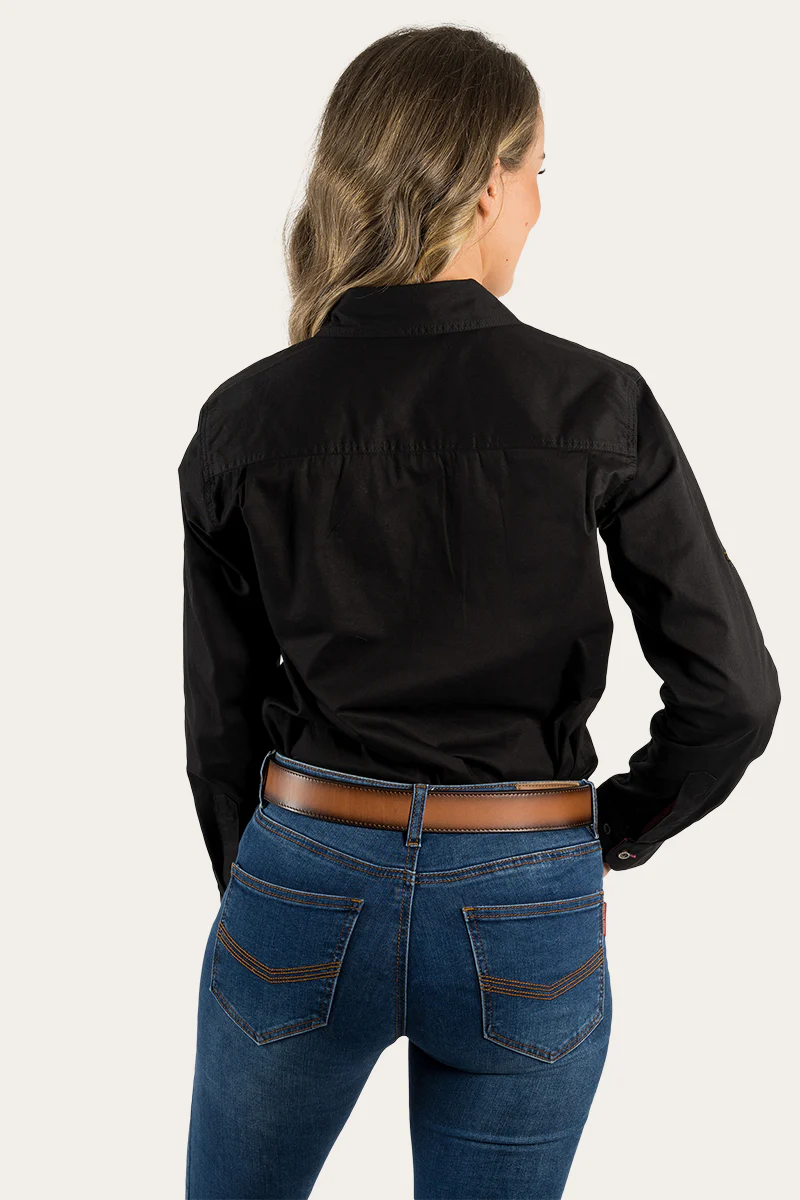 Pentecost River Womens Full Button Work Shirt - Black