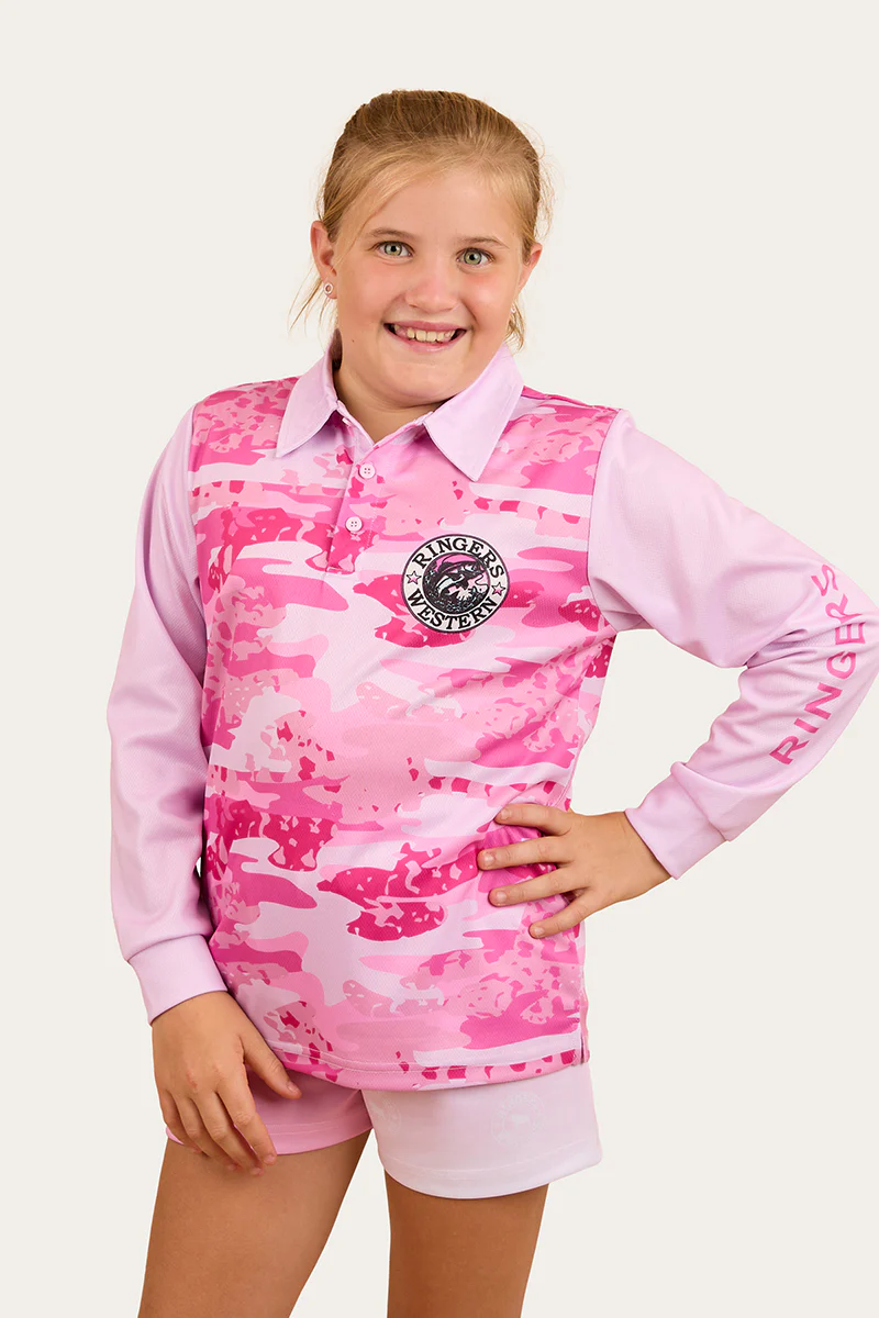 Big Catch Kids Fishing Jersey - Ballet Pink