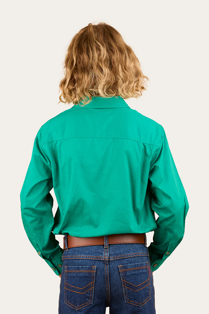 Ord River Kids Half Button Work Shirt - Green