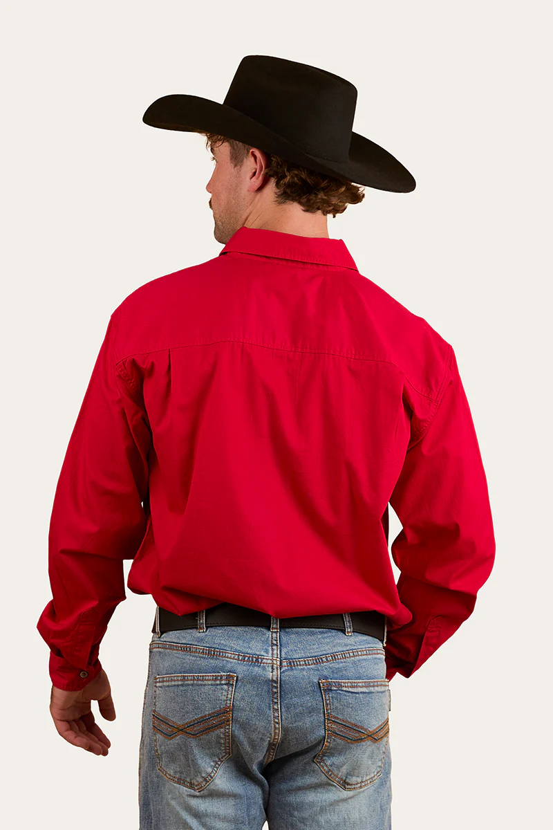 King River Half Button Work Shirt - Red