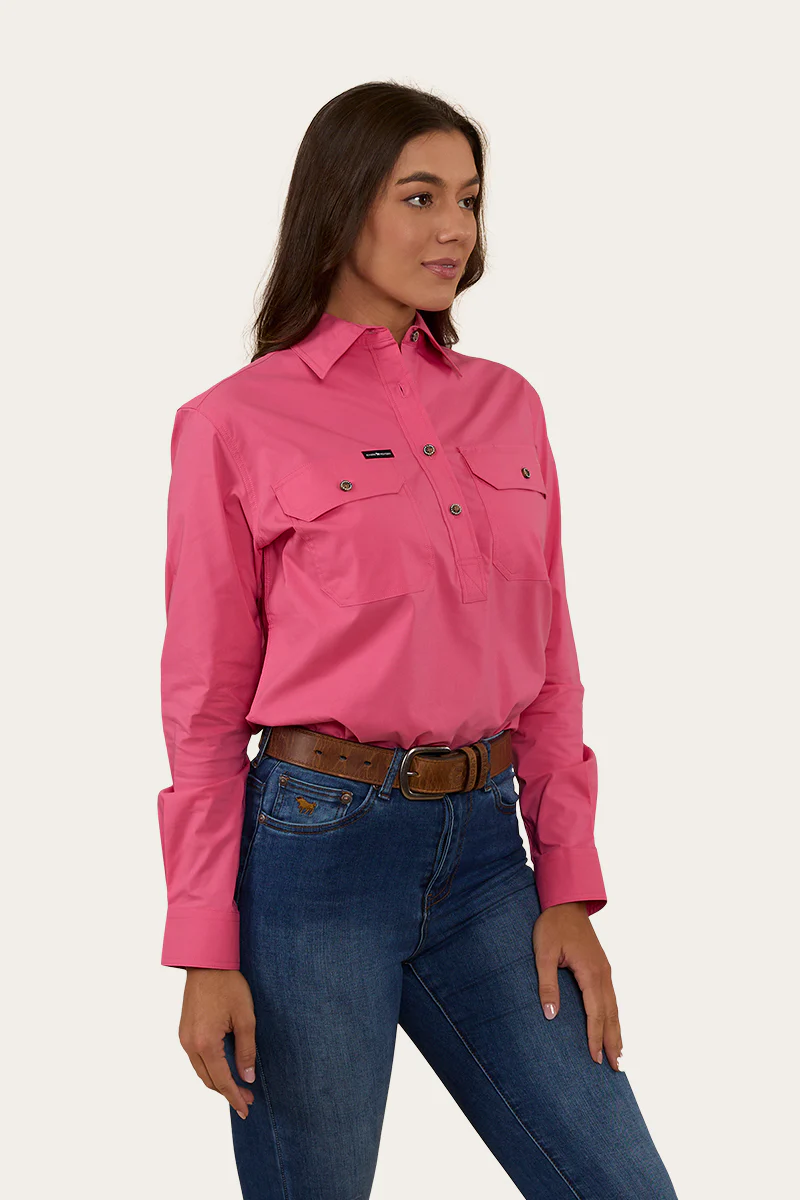 Pentecost River Womens Half Button Coolmax Work Shirt - Melon