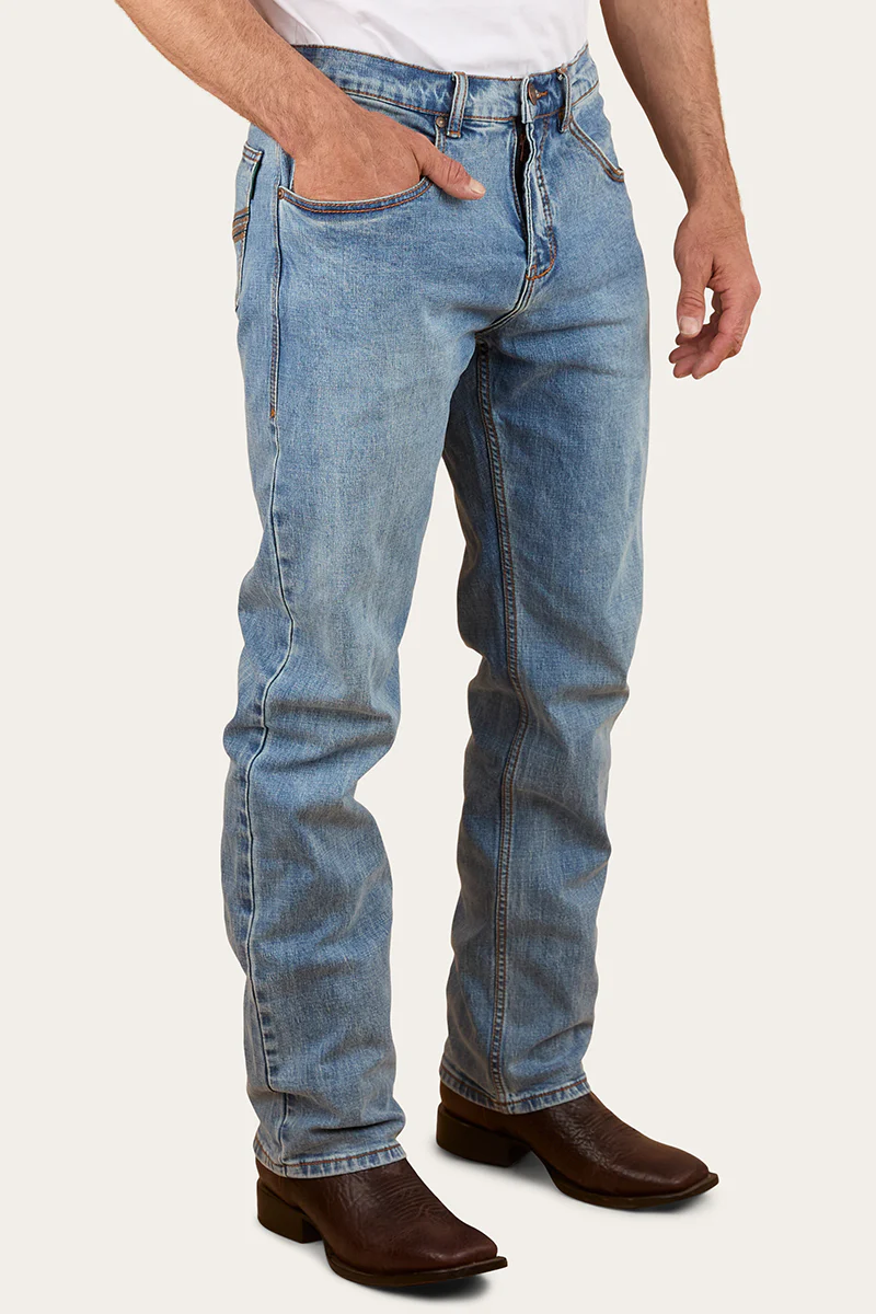 Muster Mens Slim Straight Fit Jeans - Light Wash Blue