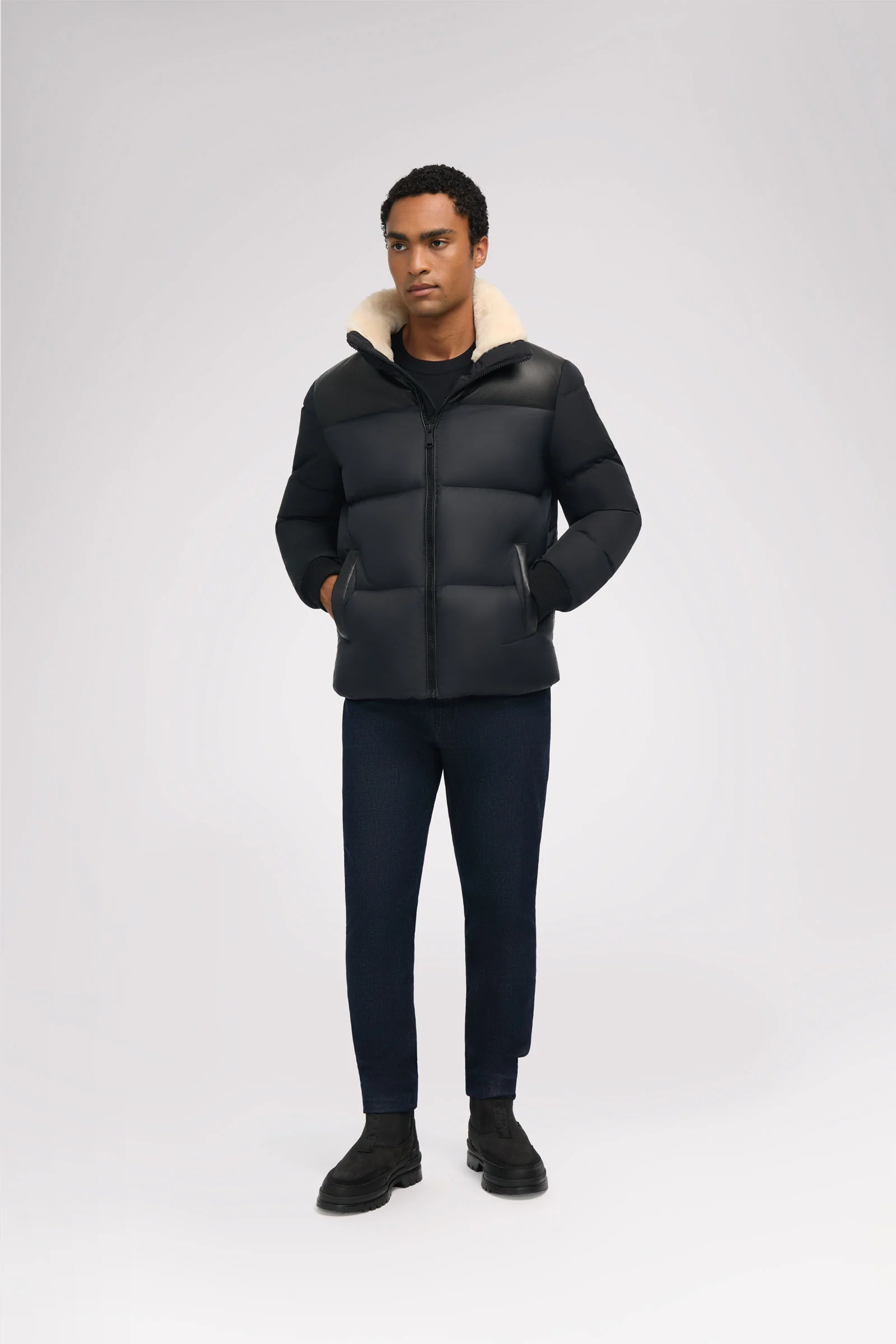 Rigel Men's Mixed Media Faux Shearling Puffer