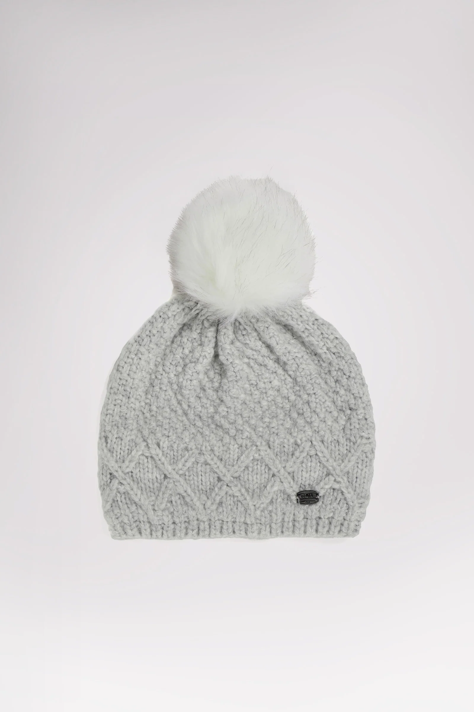 Cold Women's Knit Hat with Faux Fur Pompom