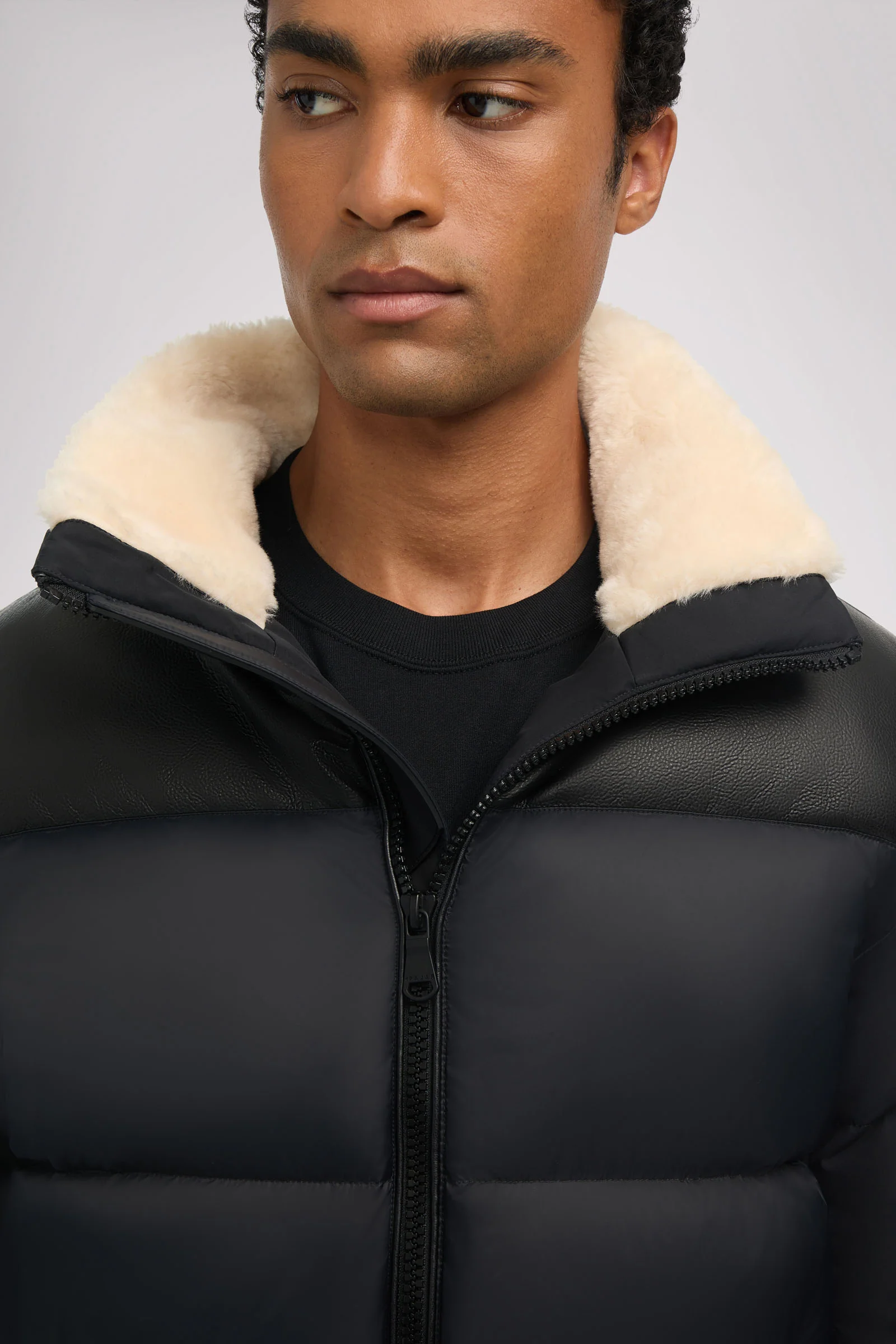 Rigel Men's Mixed Media Faux Shearling Puffer