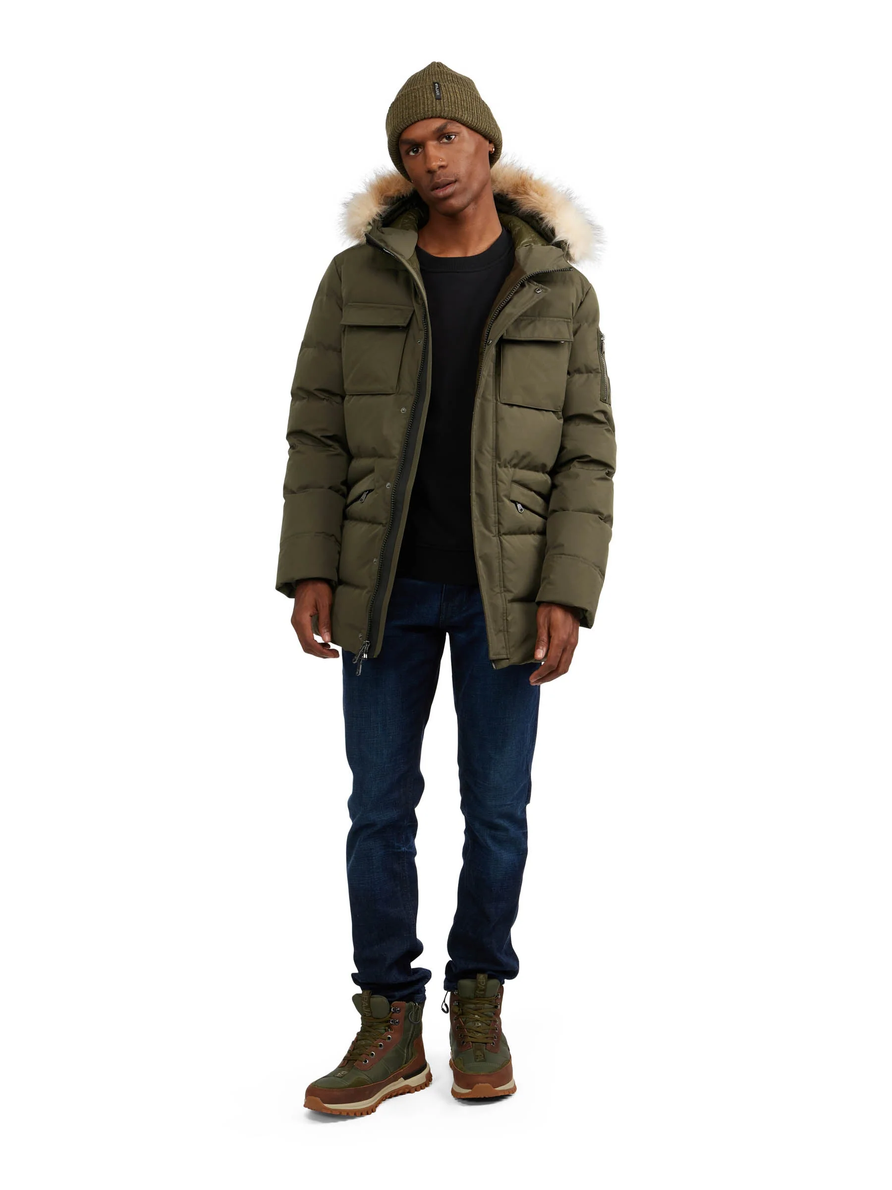 Hamilton Men's Quilted Parka w/Faux Fur Trim