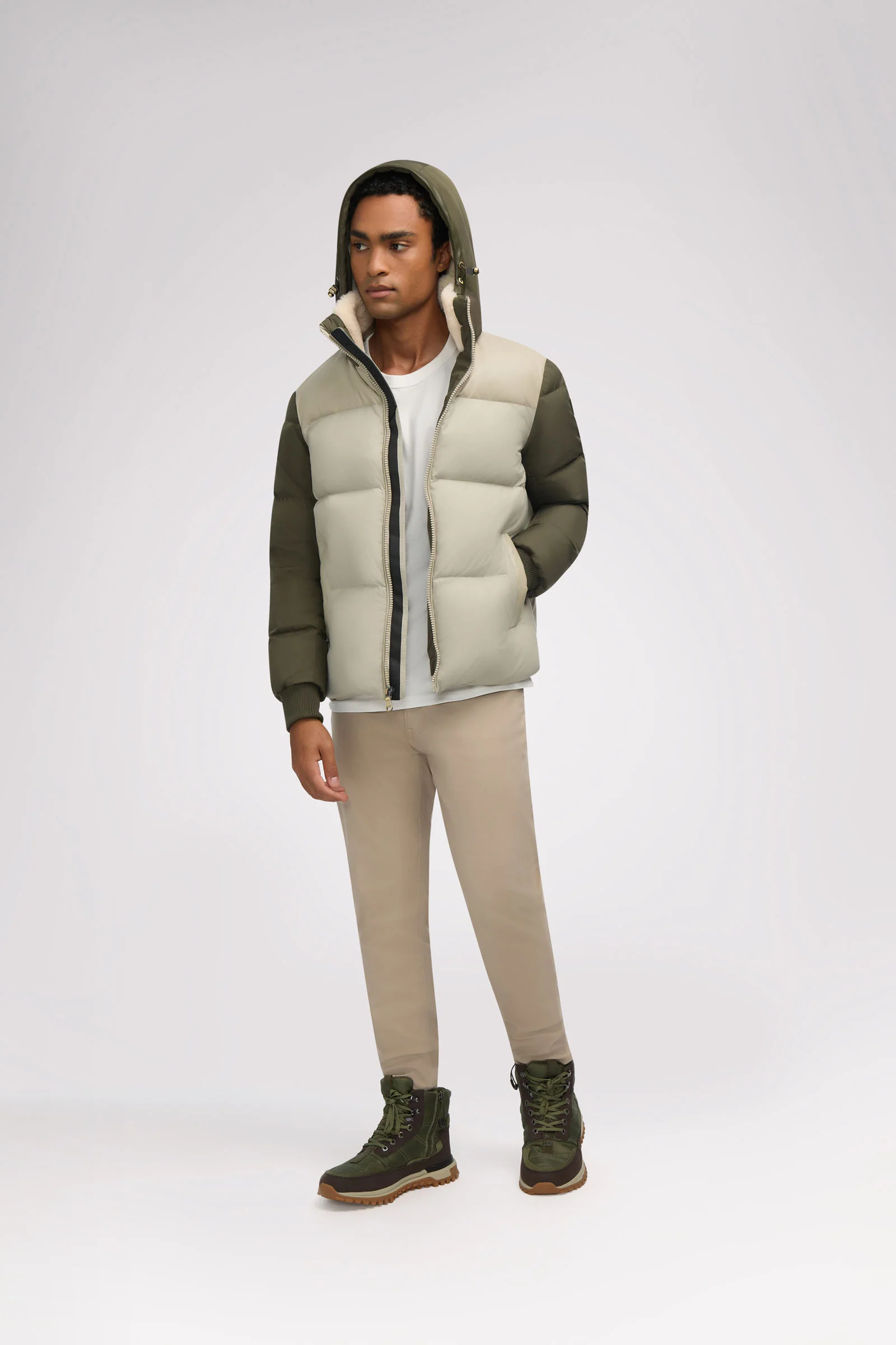 Rigel Men's Mixed Media Faux Shearling Puffer