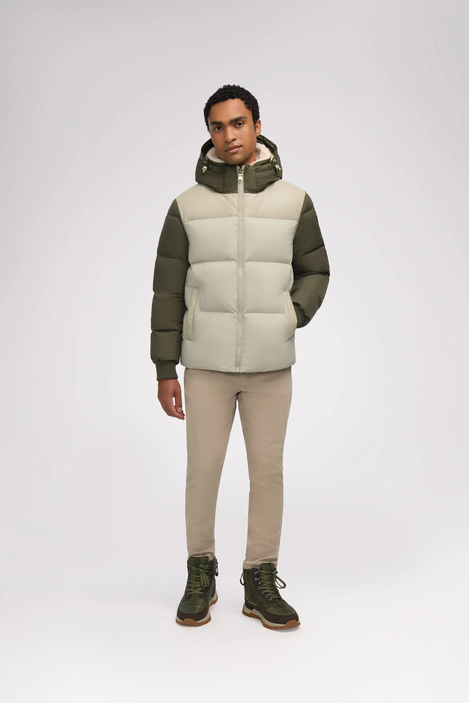 Rigel Men's Mixed Media Faux Shearling Puffer