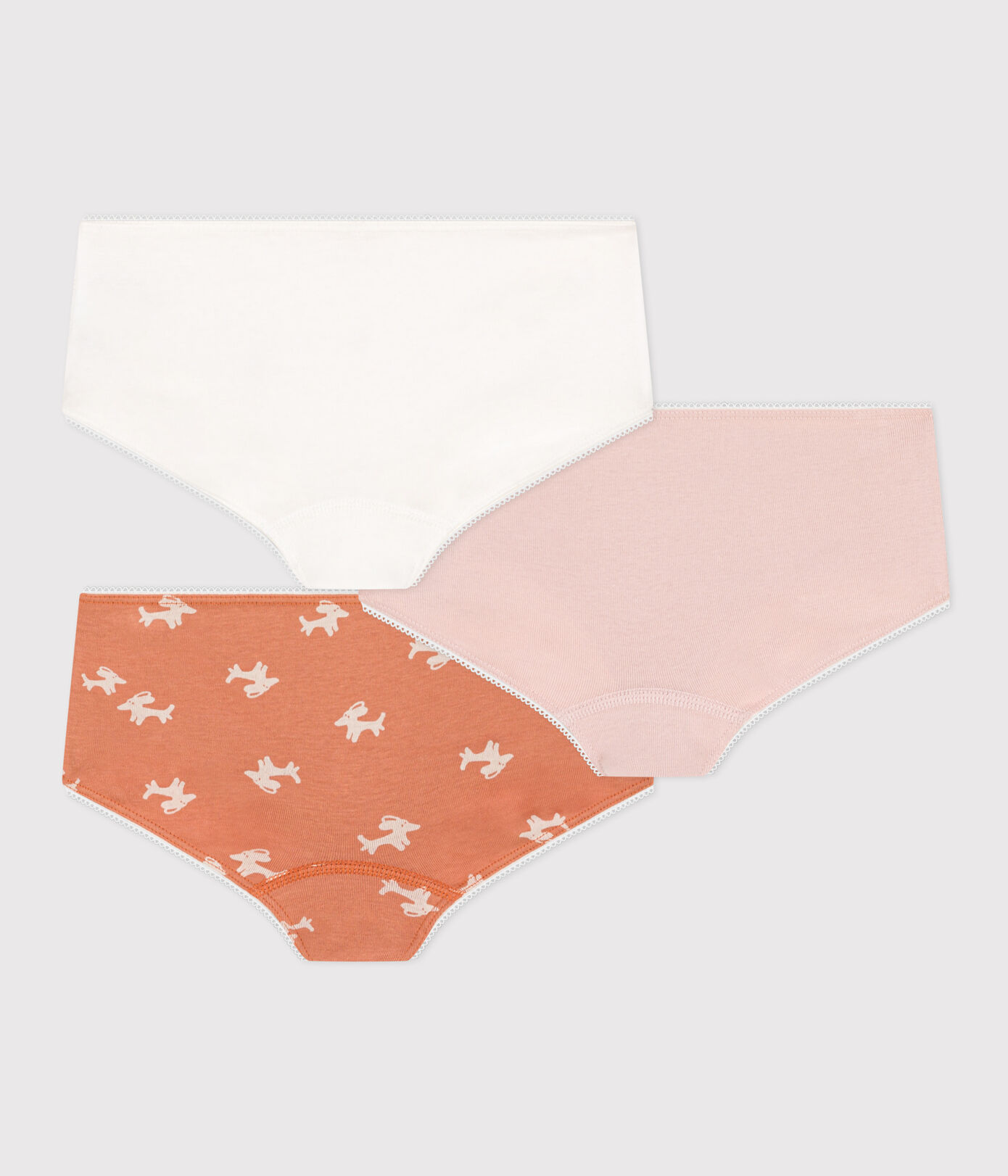 Lot de 3 shorties chien en coton petite fille