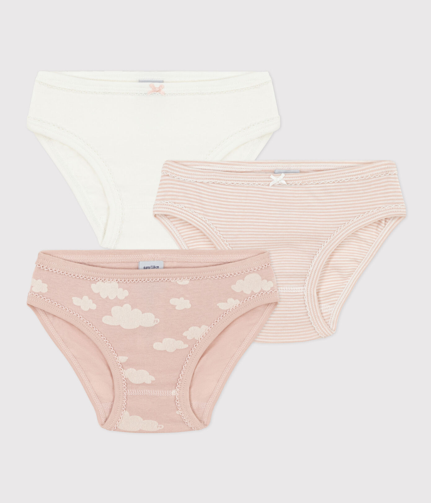 Lot de 3 culottes nuages en coton petite fille