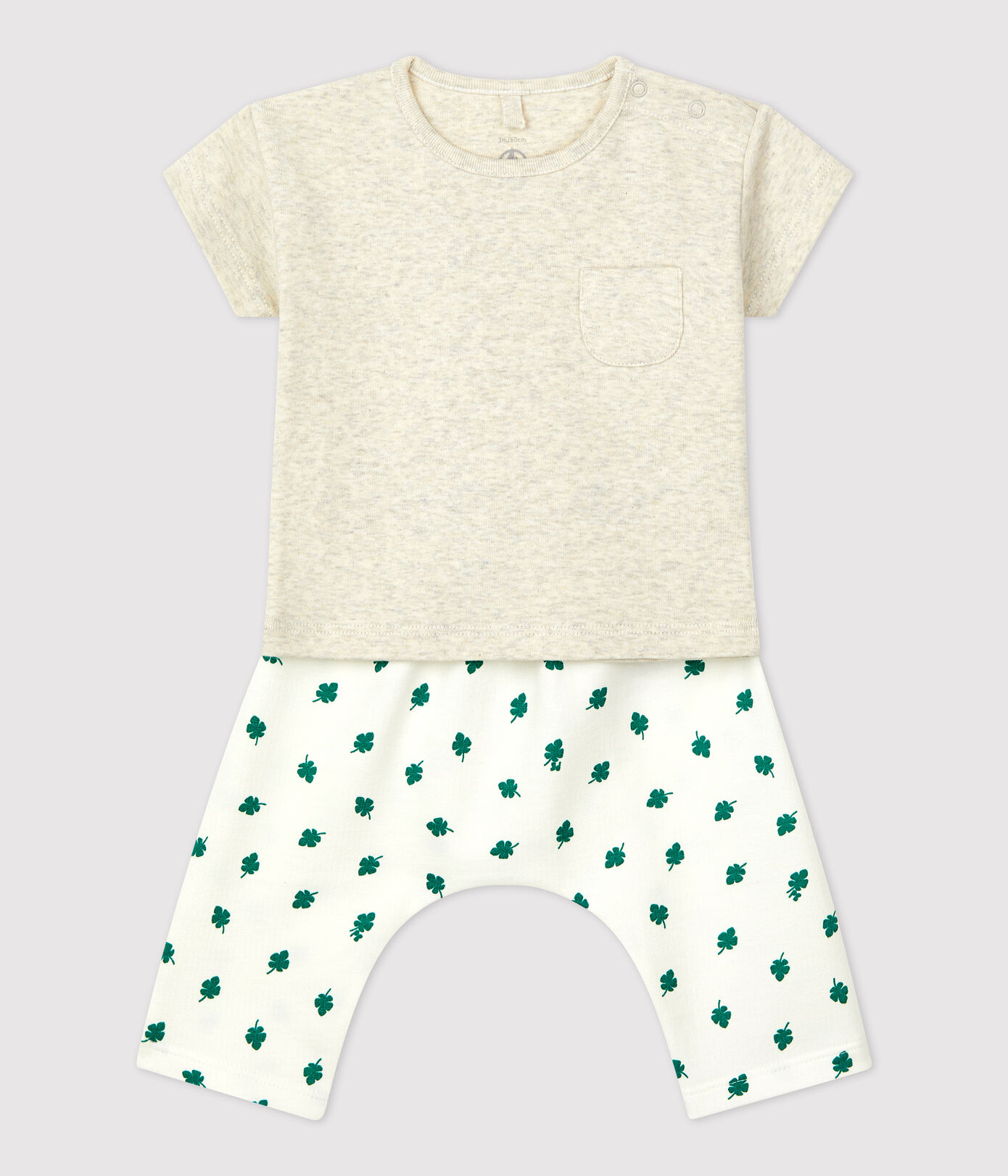 Ensemble 2 pièces imprimé végétal en molleton bio bébé