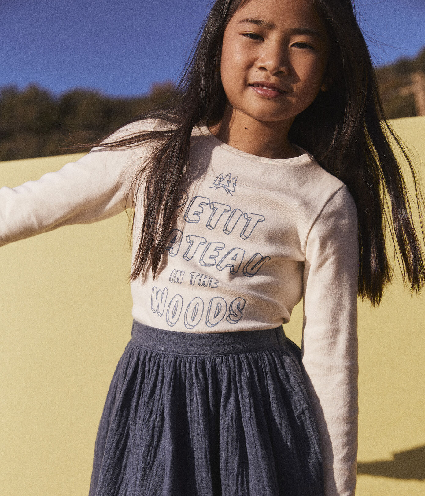 Tee-shirt manches longues en coton enfant fille / garon