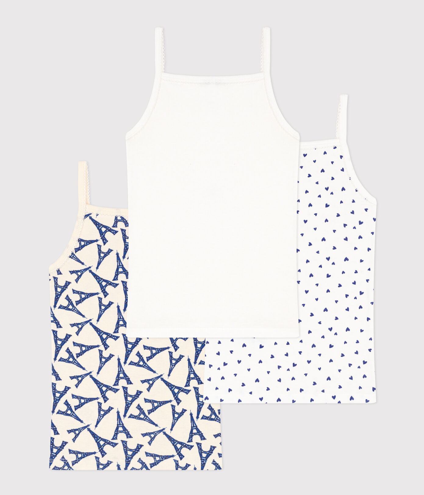 Lot de 3 chemises à bretelles Paris en coton petite fille