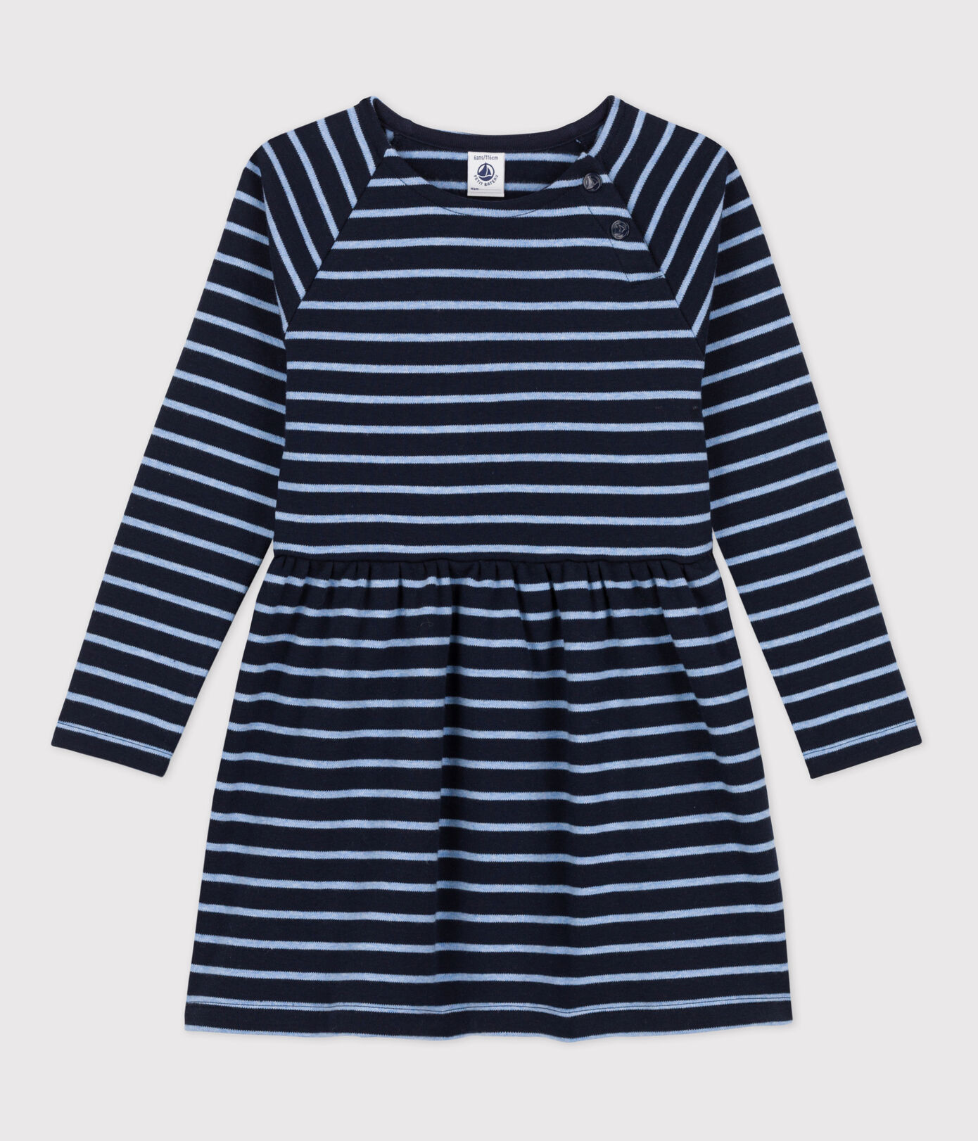 Robe chaude en coton rayée manches longues enfant fille