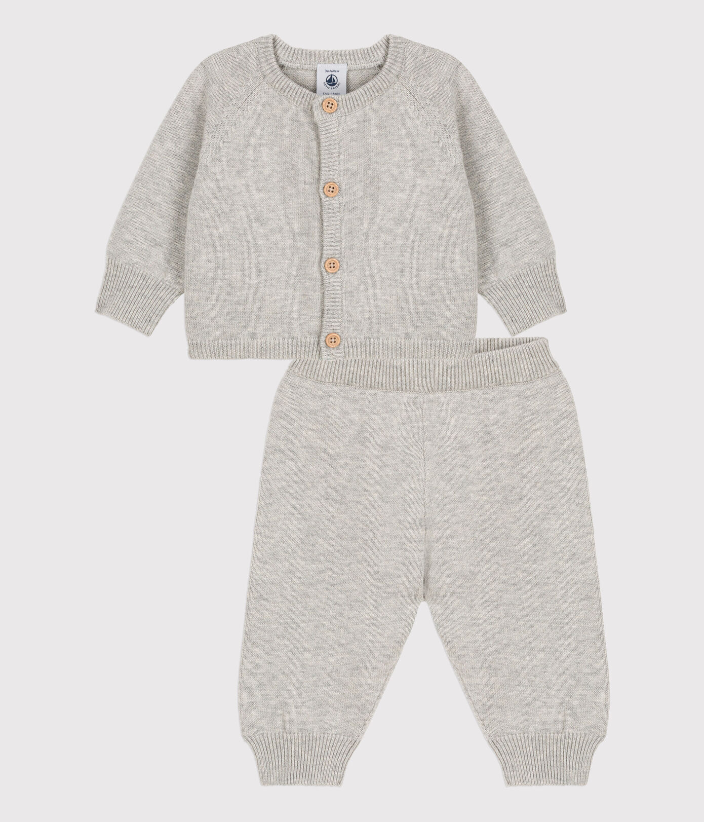 Ensemble 2 pièces bébé en tricot laine et coton
