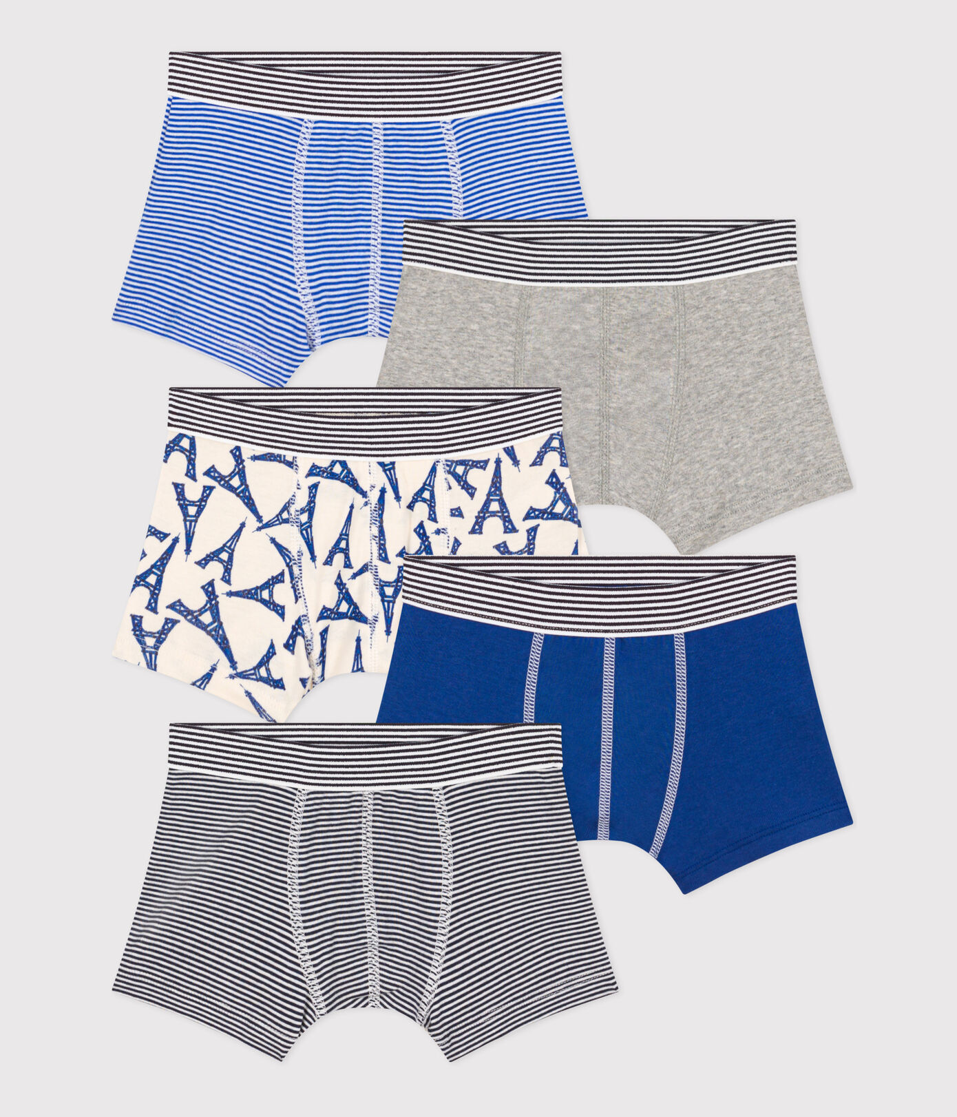 Lot de 5 boxers Paris en coton petit garon