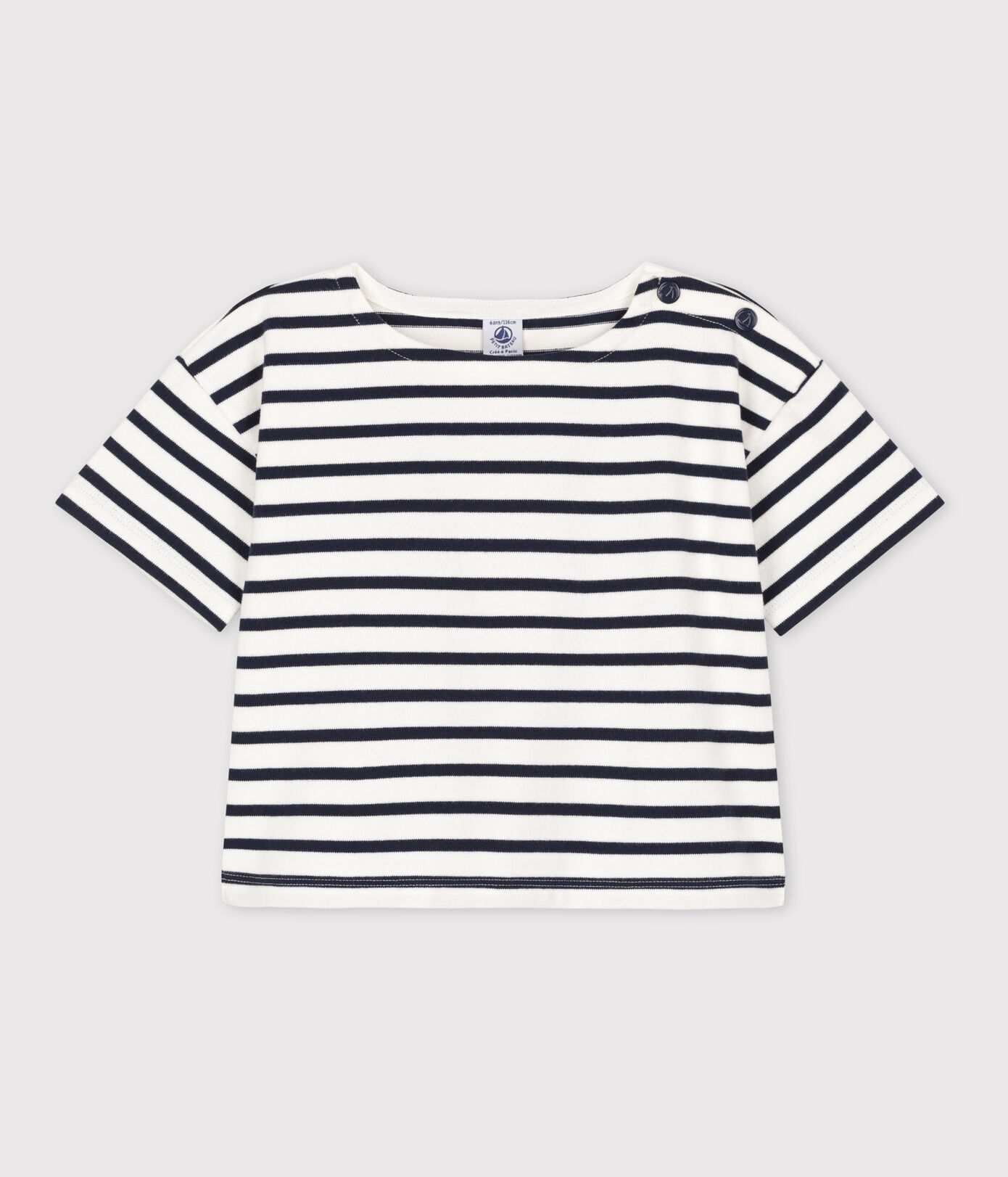 Tee-shirt rayé manches courtes en coton enfant fille