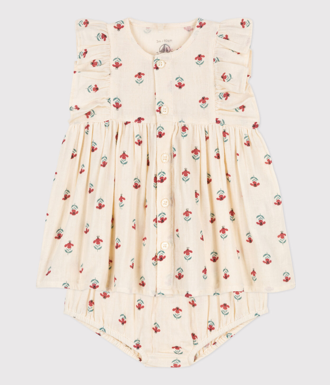 Robe et bloomer imprimés en gaze de coton bébé
