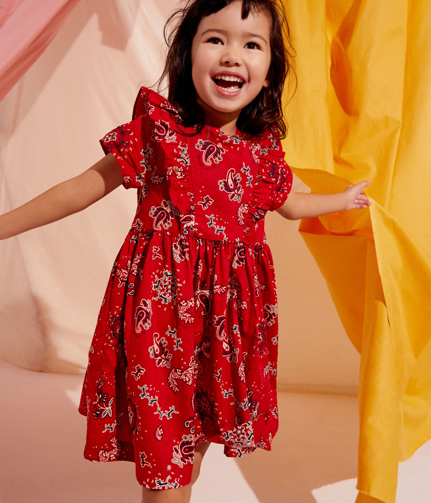 Robe manches courtes en popeline enfant fille