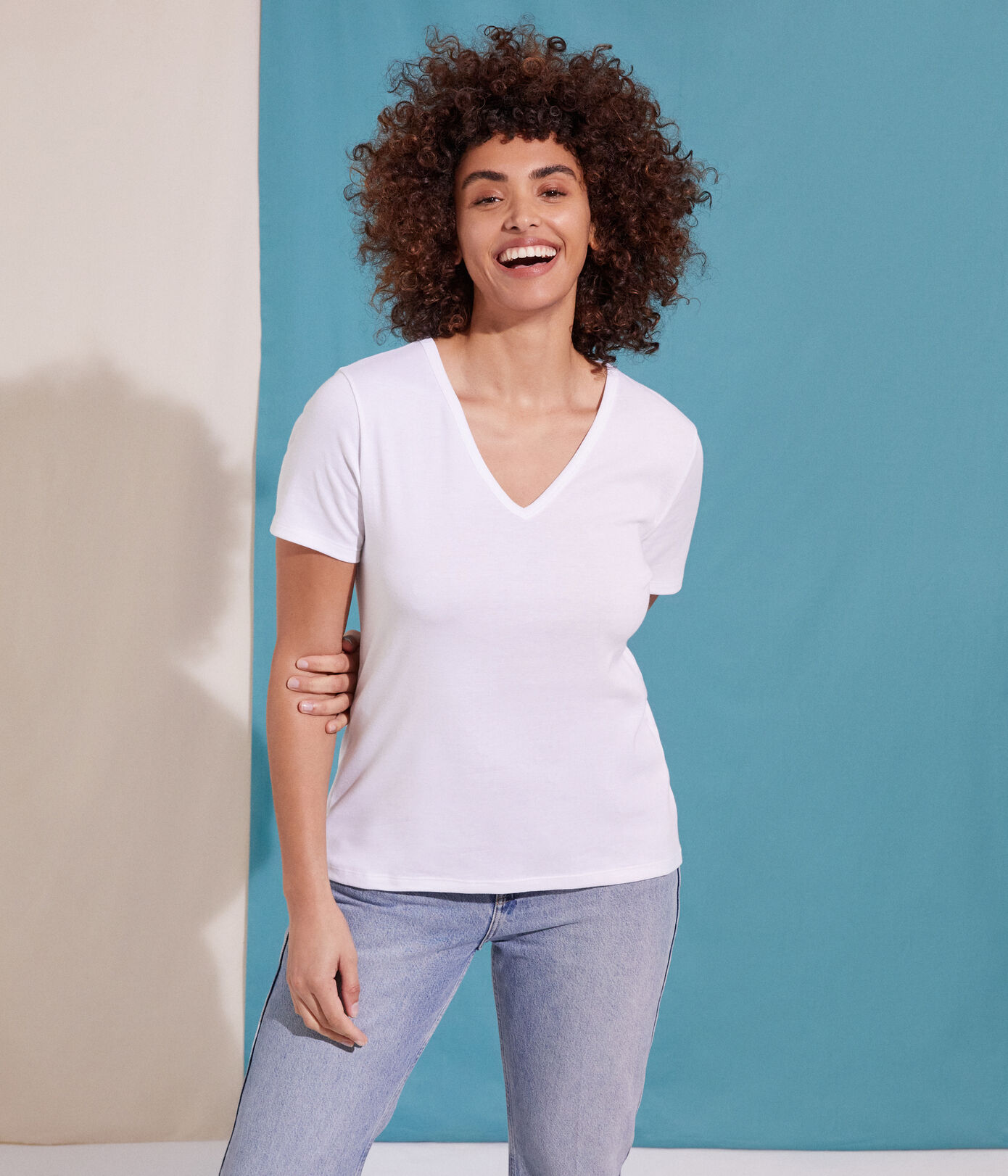 Tee-shirt L'ICONIQUE col V en coton Femme