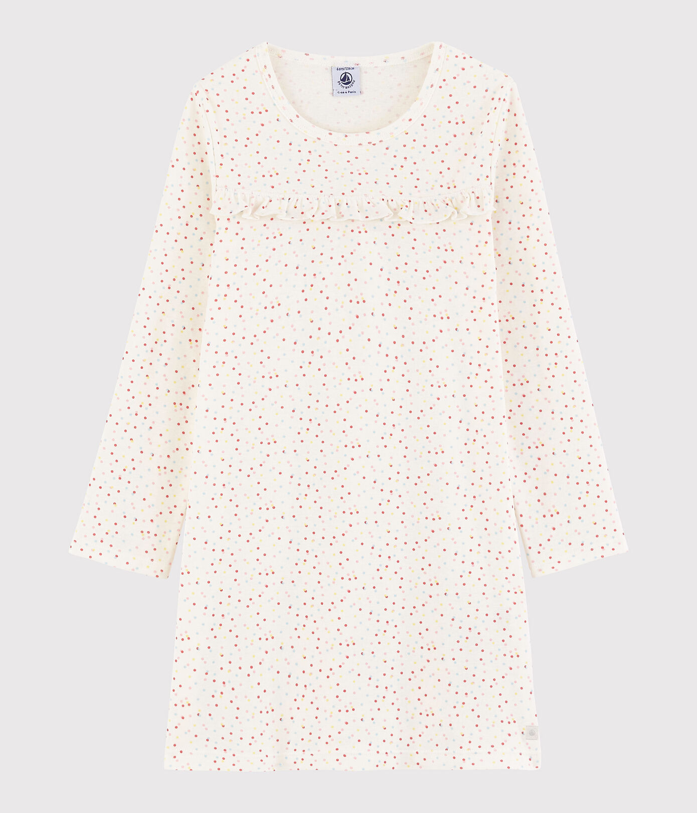 Chemise de nuit pois multico petite fille en coton biologique