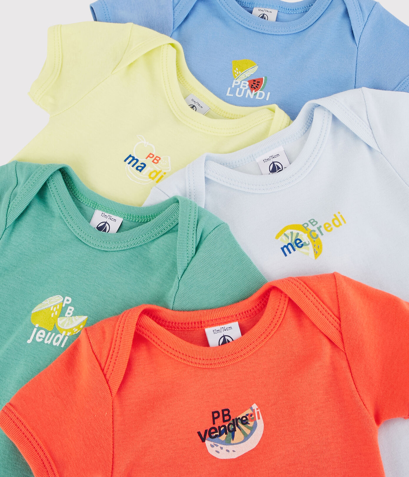 Lot de 5 bodies manches courtes fruités bébé