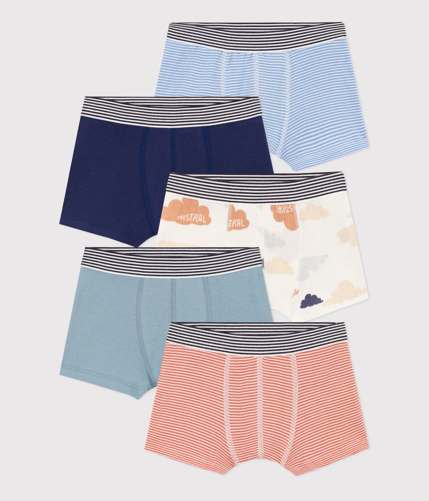 Lot de 5 boxers nuages en coton petit garon