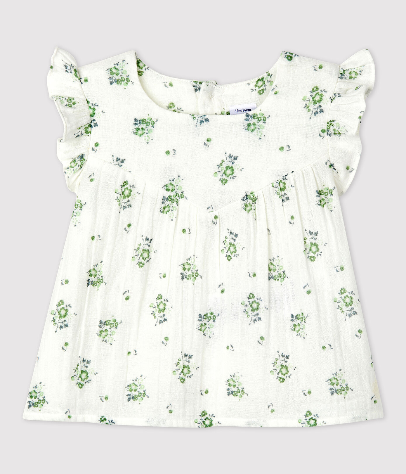 Blouse manches courtes imprimé fleuri en gaze de coton bio bébé