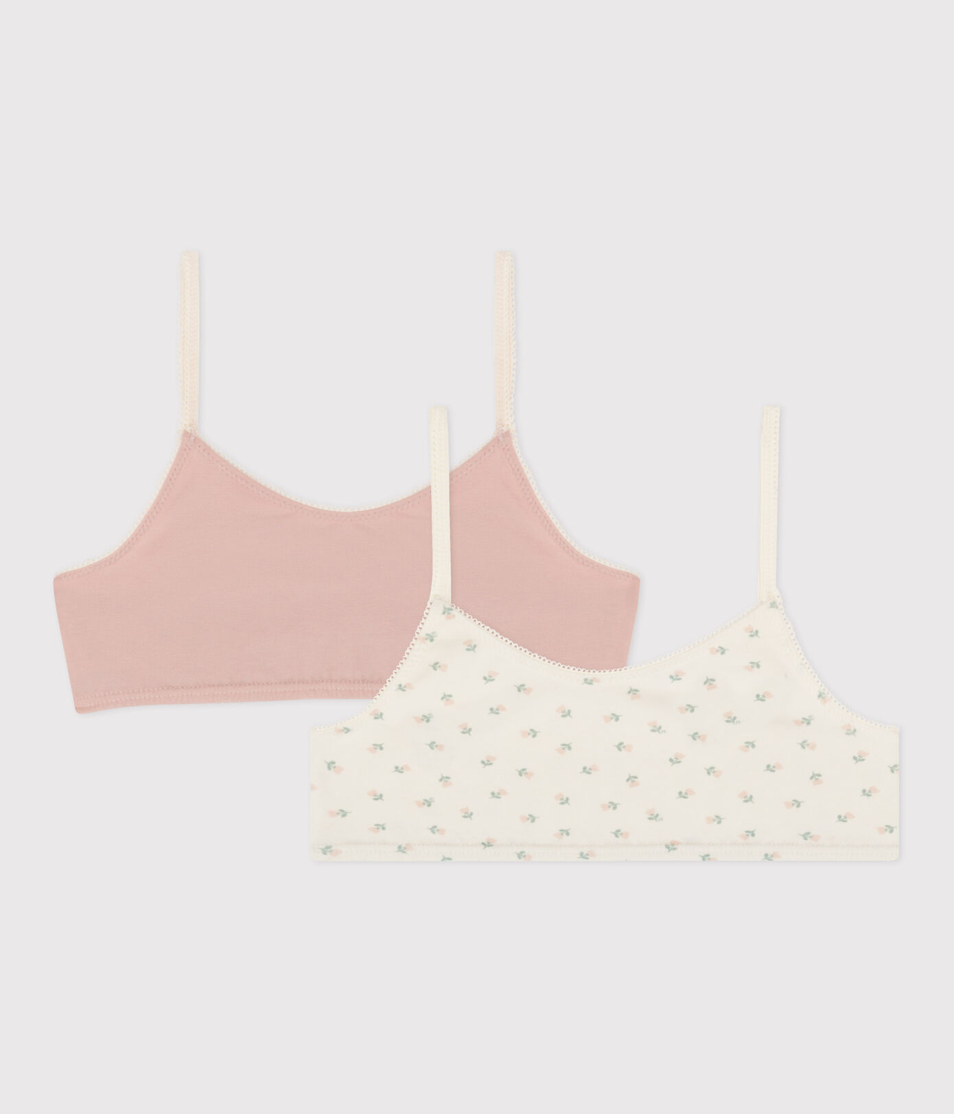 Lot de 2 brassières fleurs en coton et élasthanne petite fille