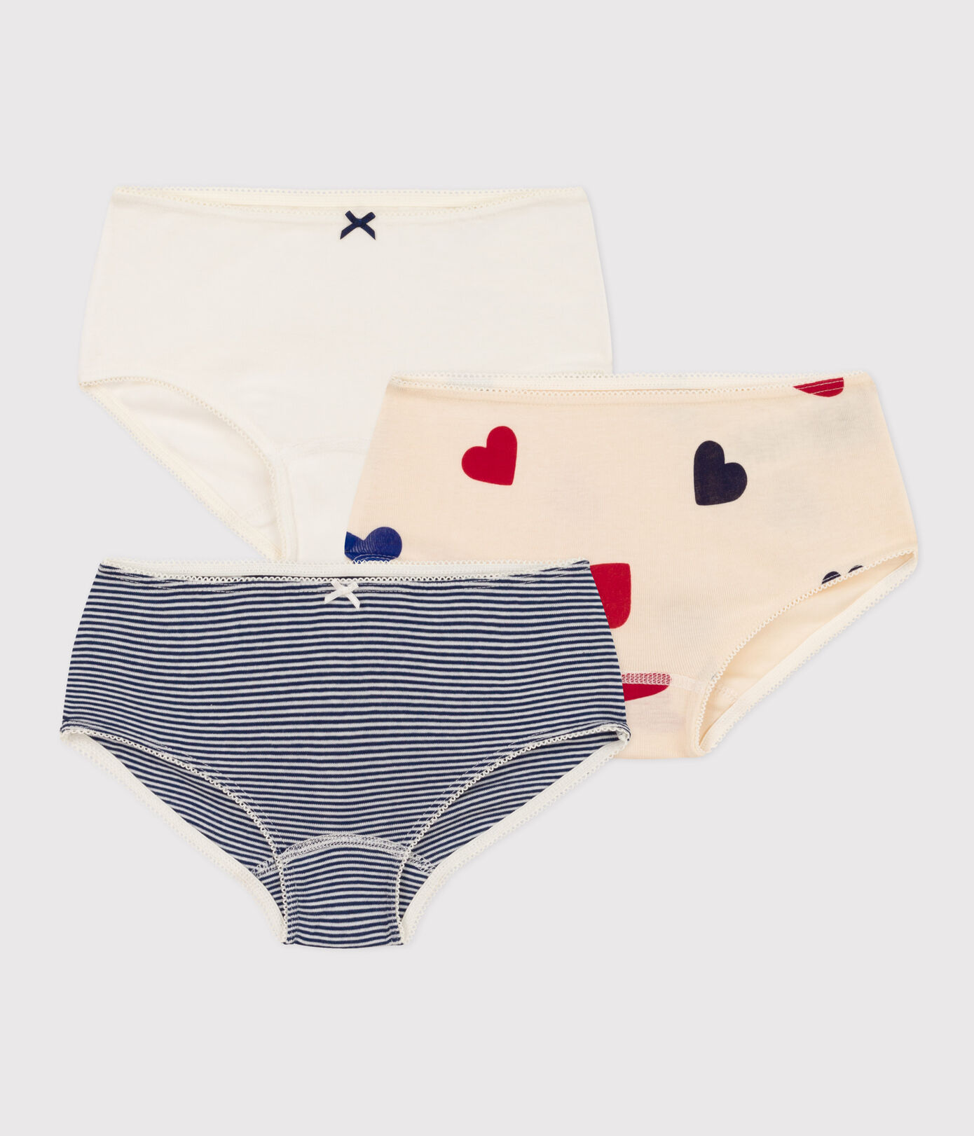 Lot de 3 shorties tricoeurs en coton petite fille