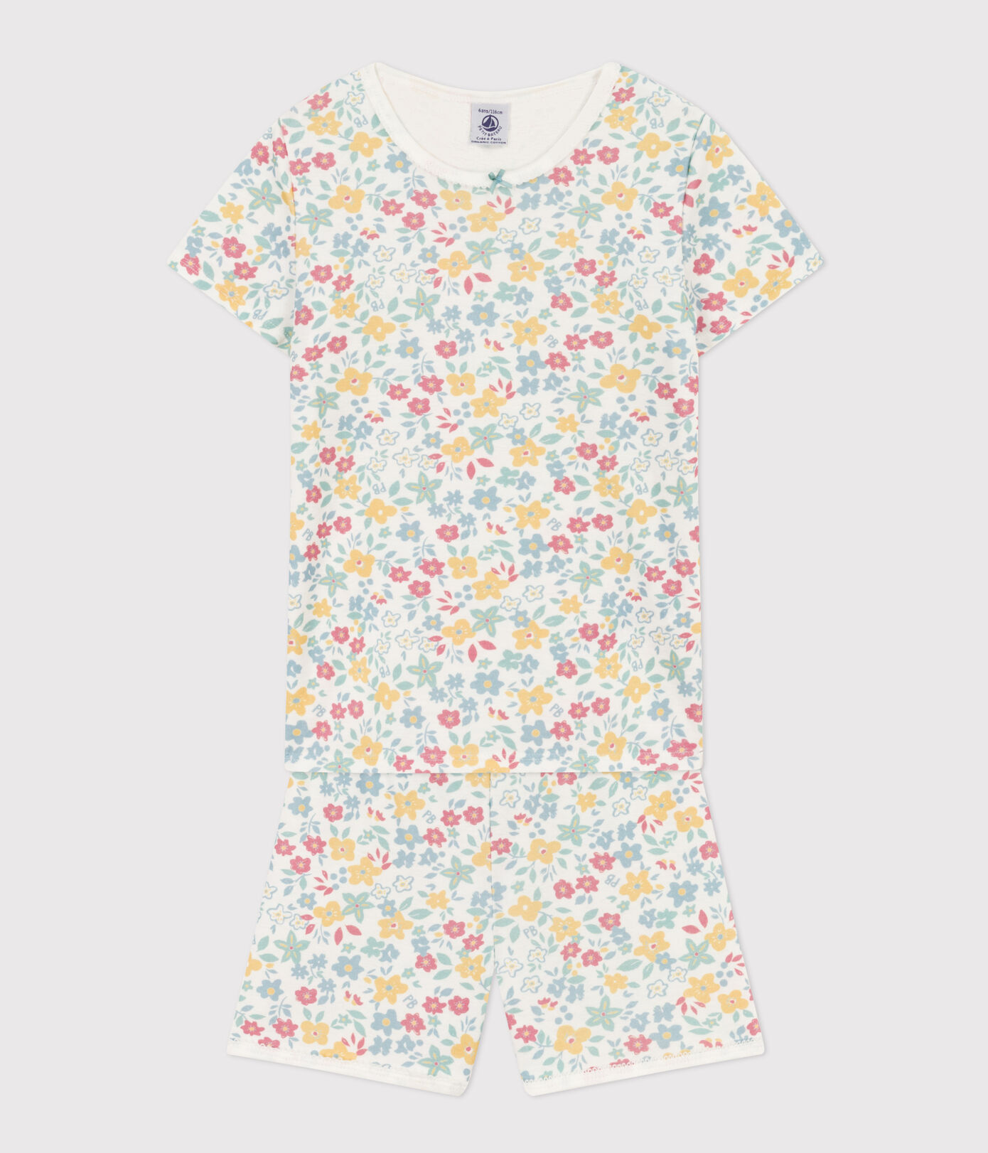 Pyjacourt fleurs en coton petite fille