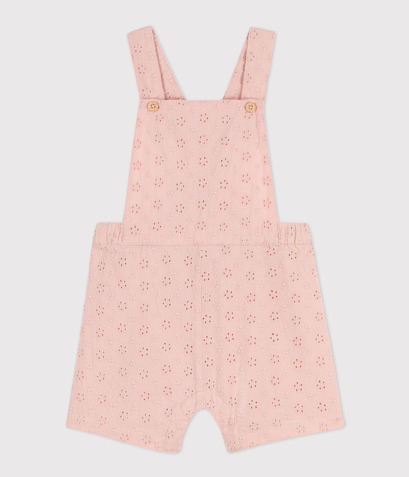 Salopette courte bébé en broderie anglaise