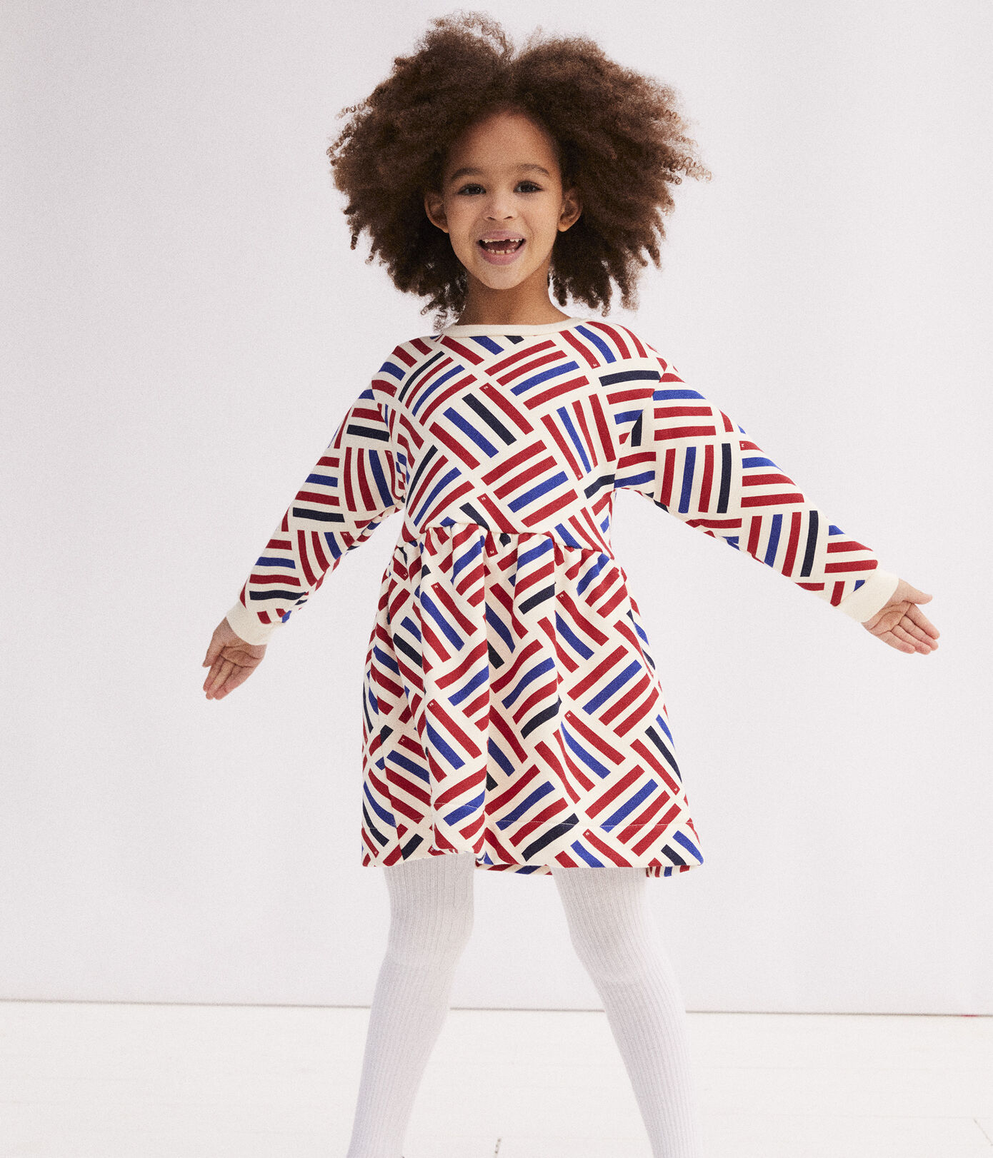 Robe manches longues imprimée en molleton enfant fille