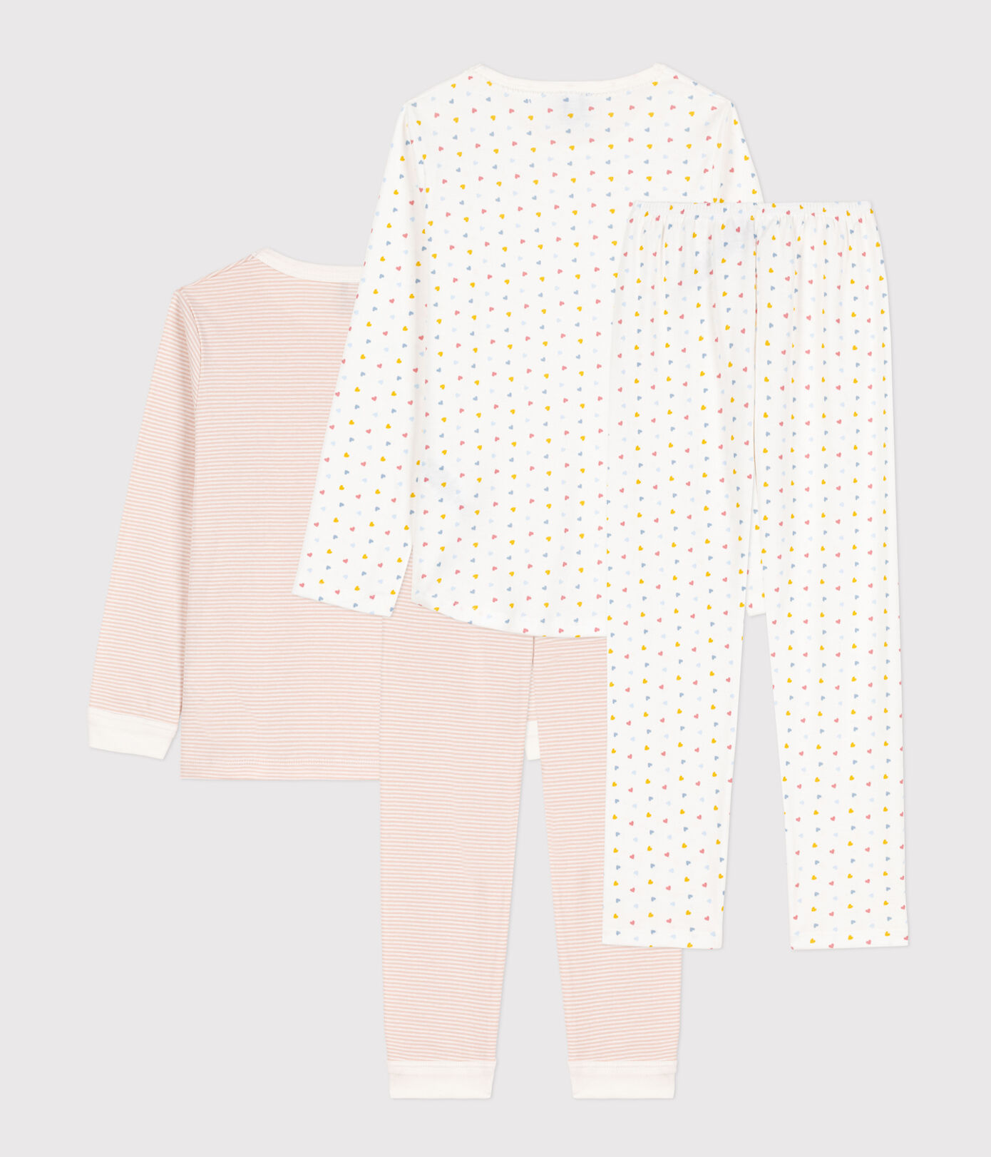 Lot de 2 pyjamas petits coeurs en coton petite fille