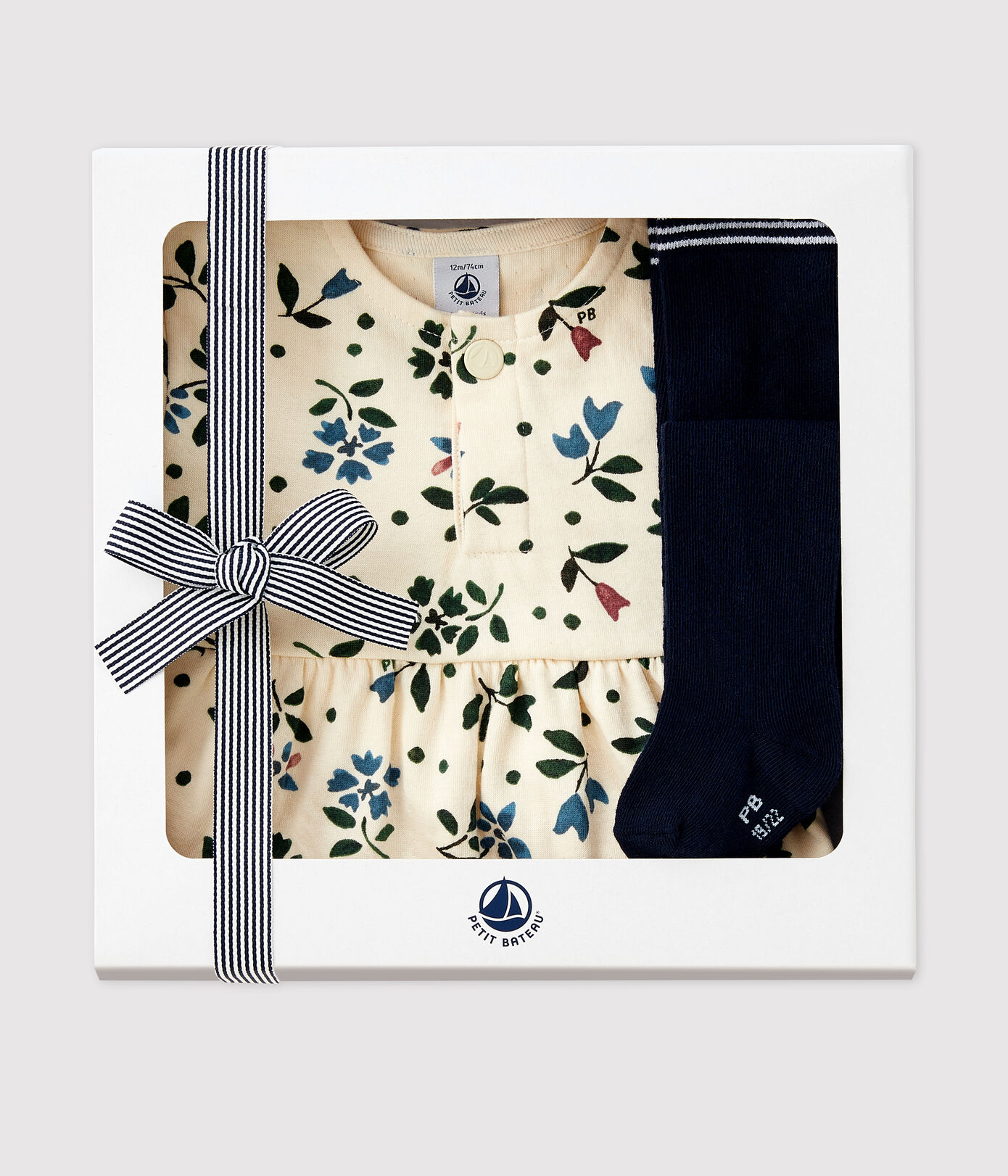 Coffret cadeau bébé robe et collants