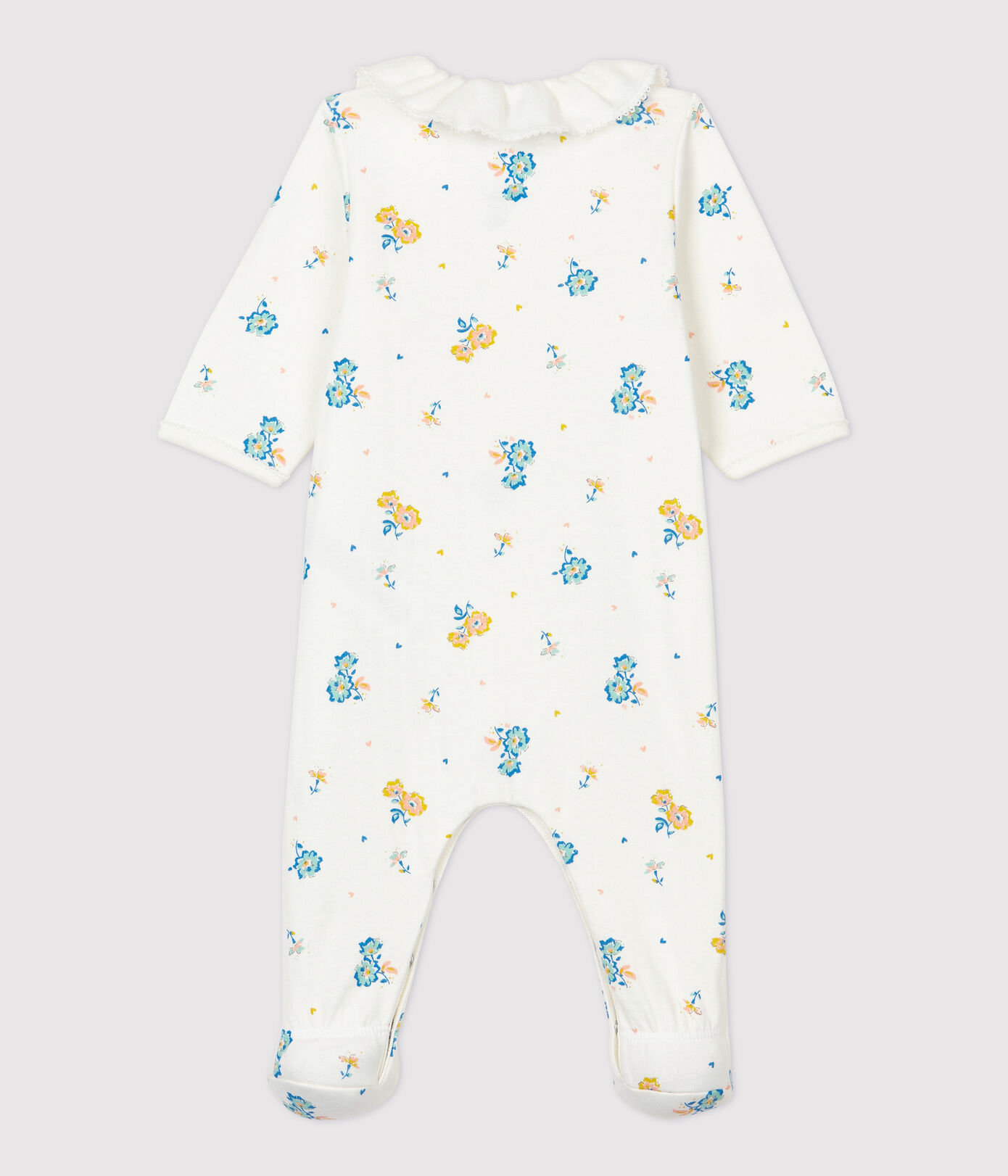 Dors-bien à col imprimé fleurs bébé en velours de coton biologique