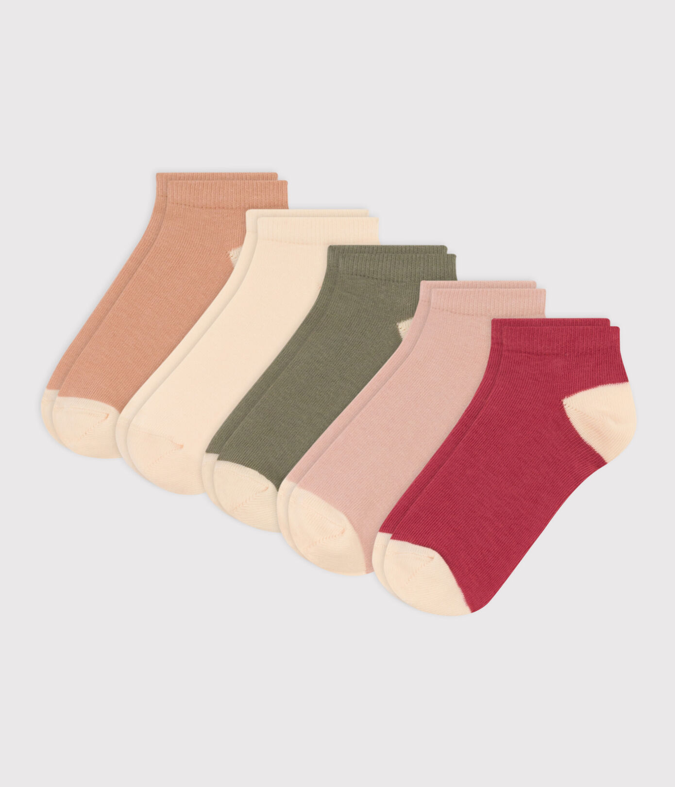 Lot de 5 paires de chaussettes unies en jersey de coton enfants