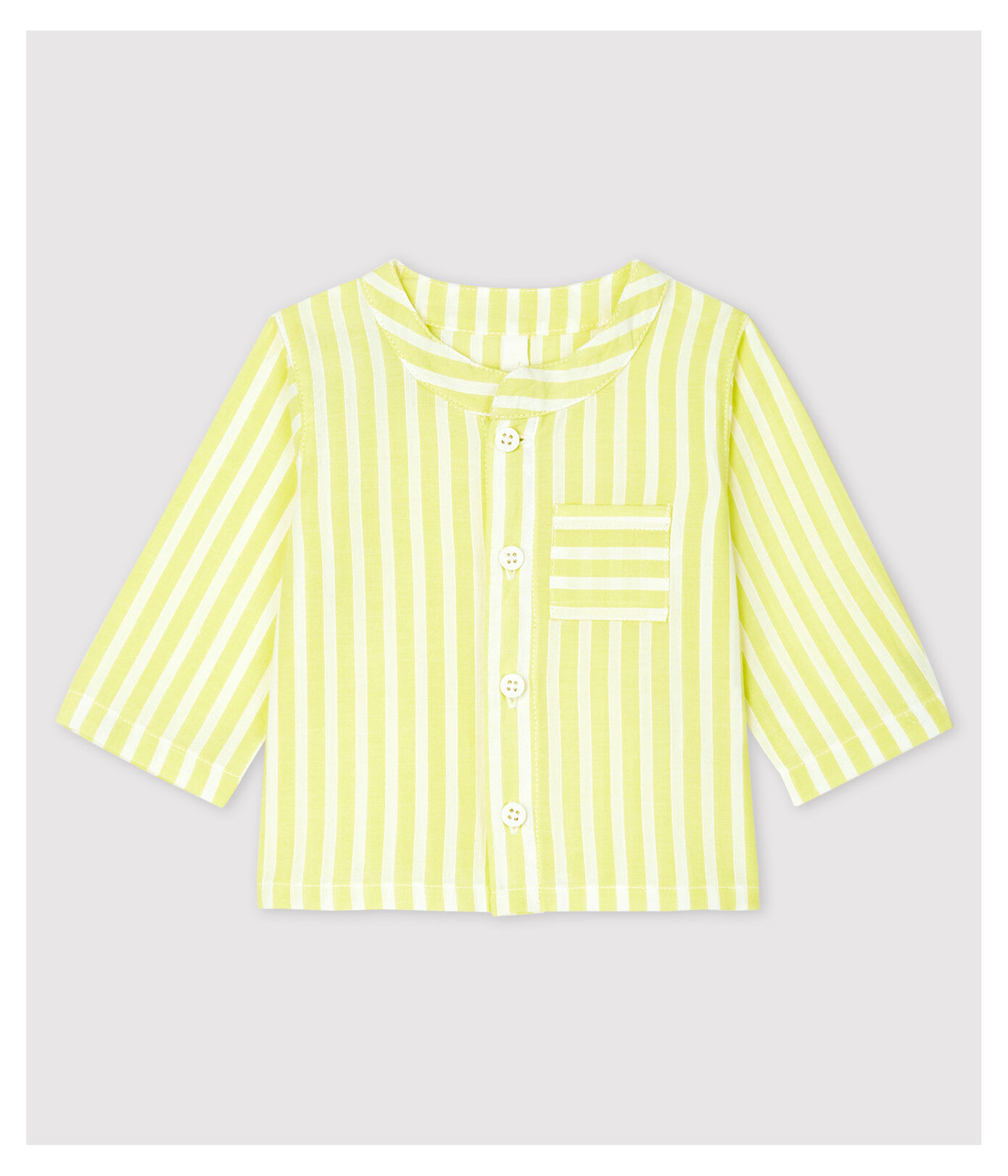 Blouse à rayures jaunes bébé en popeline de coton biologique