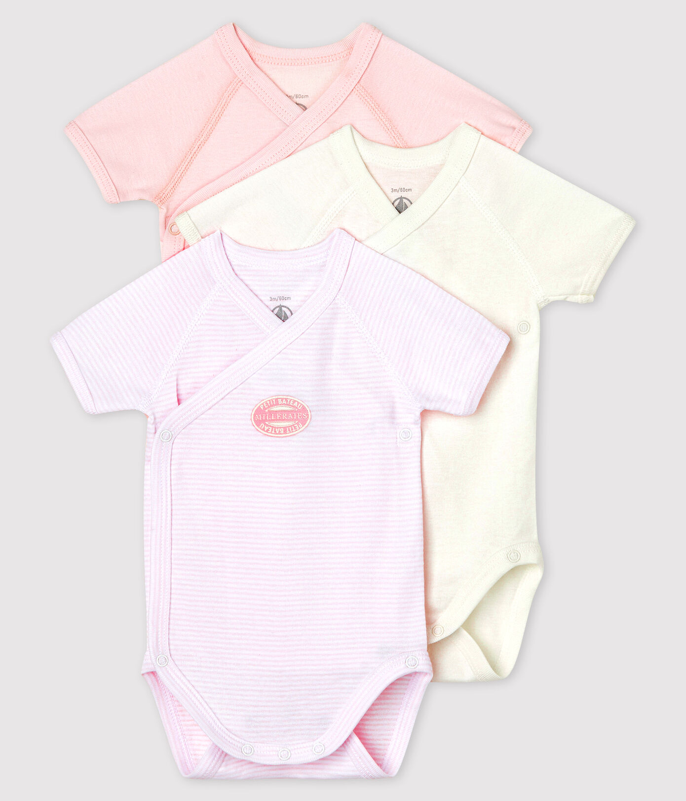Lot de 3 bodies bébé en coton biologique