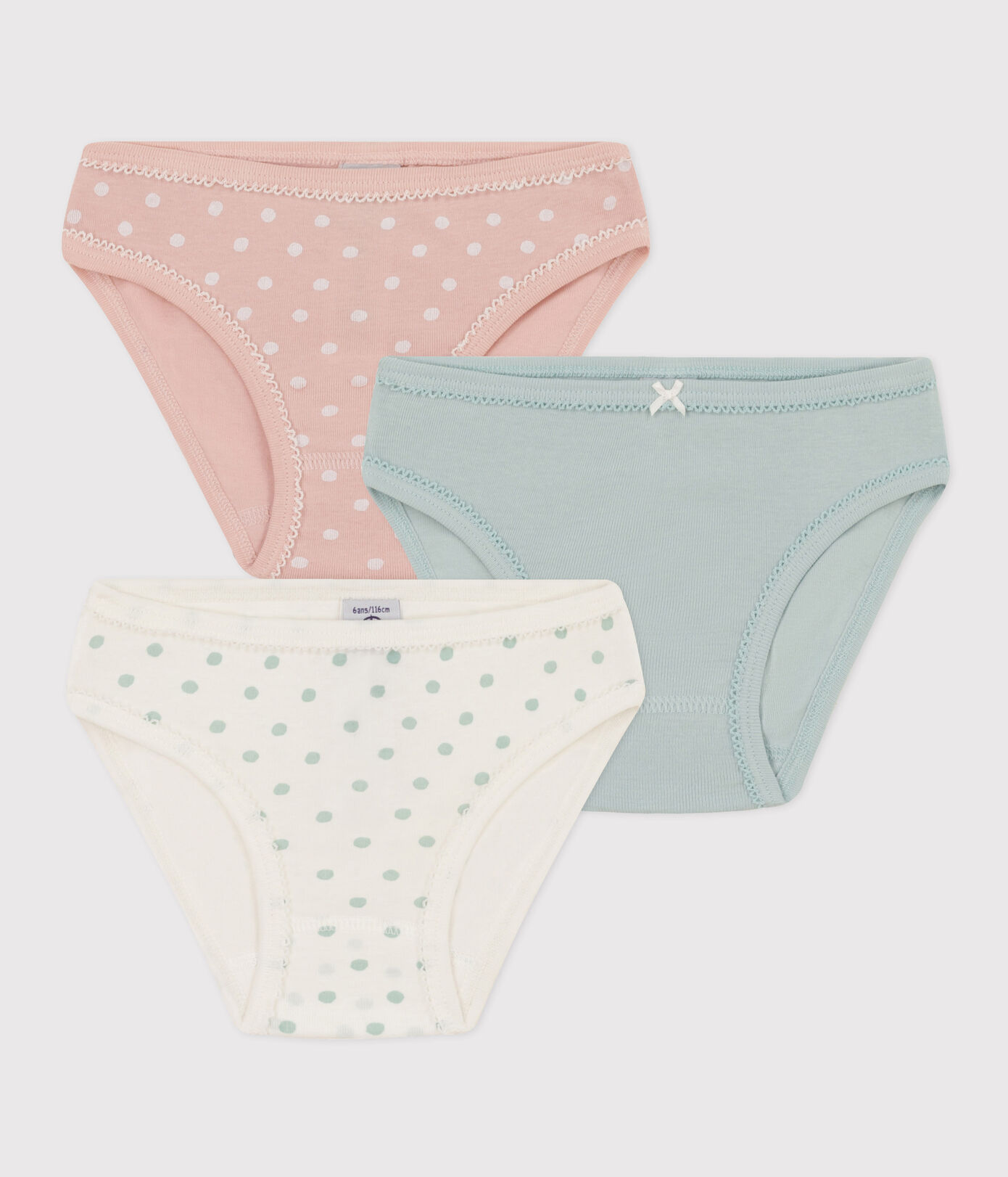 Lot de 3 culottes à pois en coton petite fille